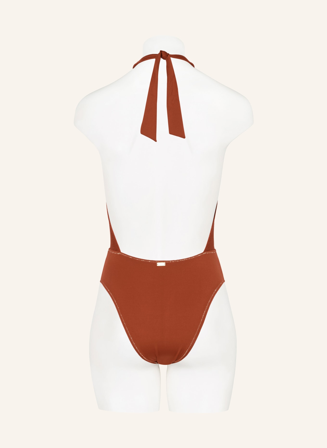 BANANA MOON COUTURE Halter neck swimsuit SUNCRES CAITITU with glitter thread, Color: BROWN (Image 3)