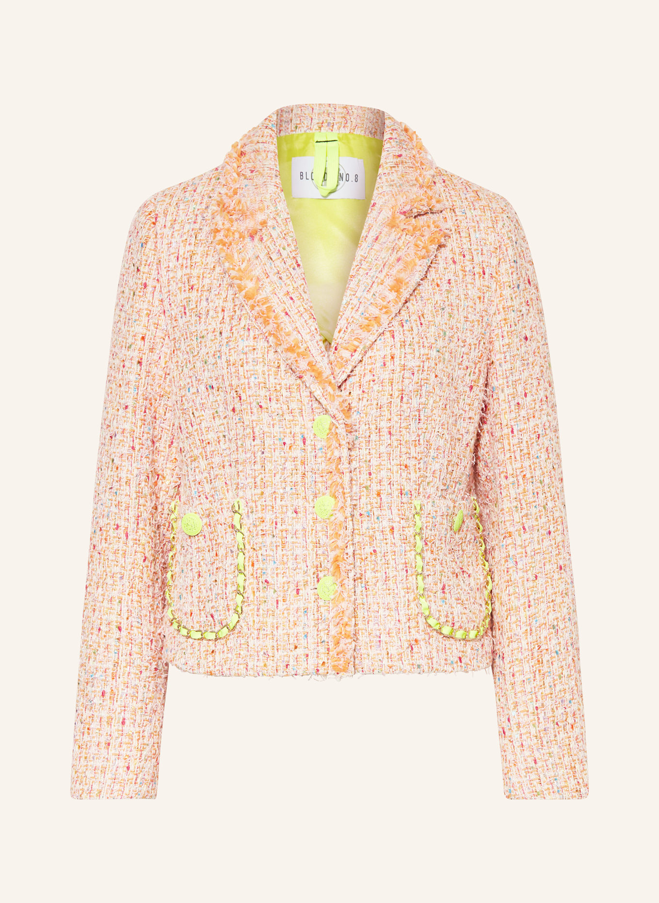 BLONDE No.8 Tweed blazer BAY, Color: LIGHT ORANGE/ ROSE (Image 1)