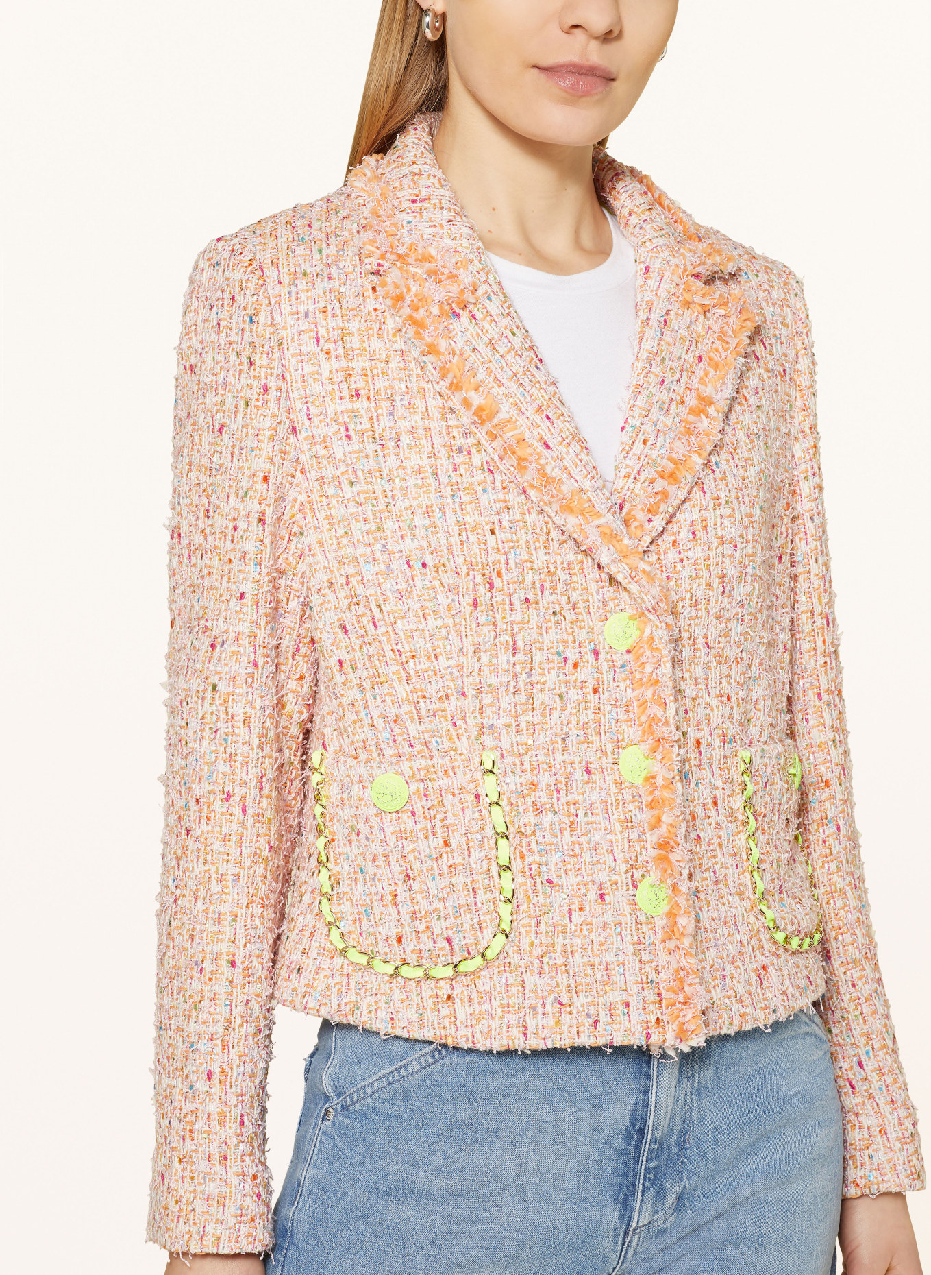 BLONDE No.8 Tweed blazer BAY, Color: LIGHT ORANGE/ ROSE (Image 4)