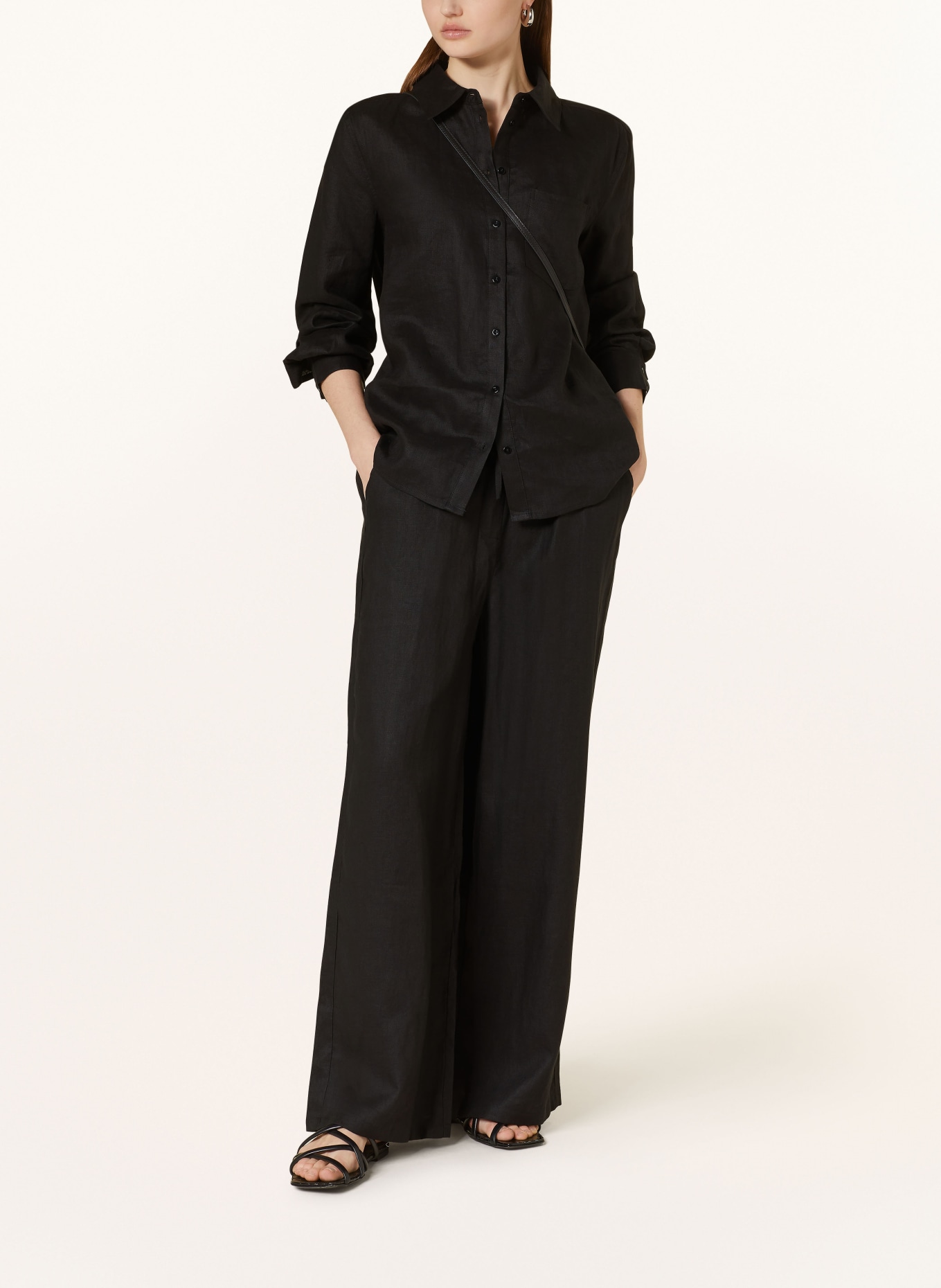 darling harbour Wide leg trousers made of linen, Color: SCHWARZ (Image 2)