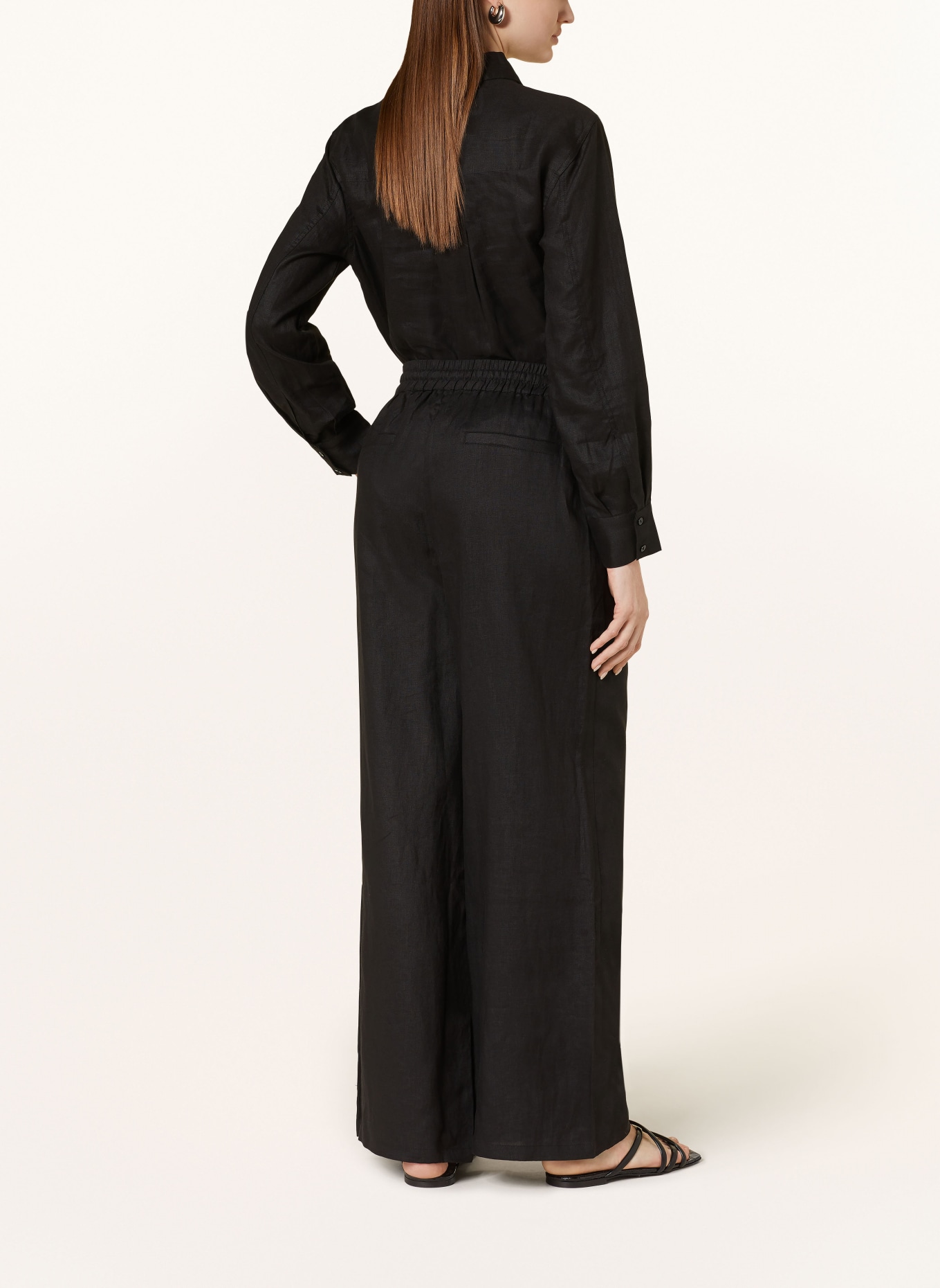 darling harbour Wide leg trousers made of linen, Color: SCHWARZ (Image 3)