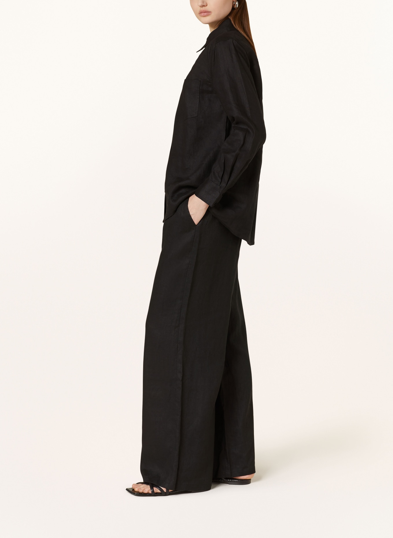 darling harbour Wide leg trousers made of linen, Color: SCHWARZ (Image 4)