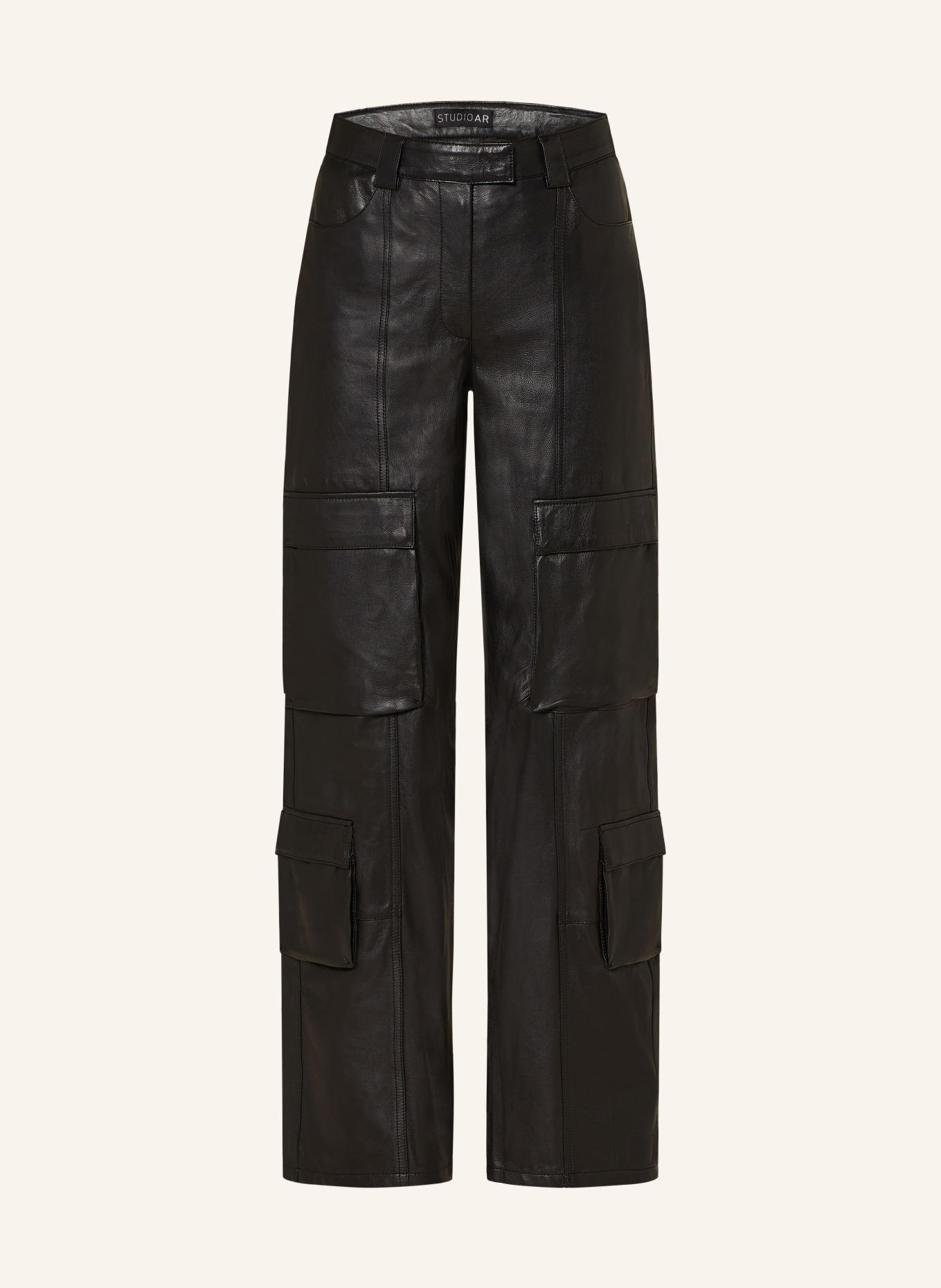 STUDIO AR Cargo pants GISELA in leather, Color: BLACK (Image 1)