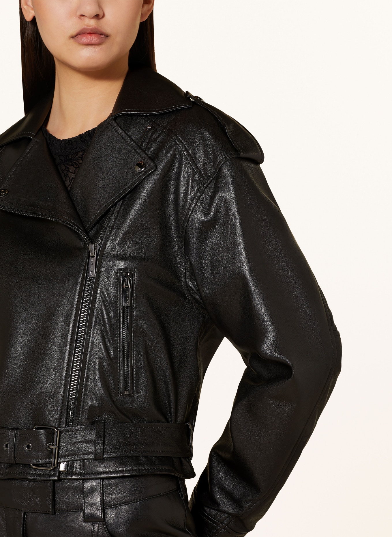 STUDIO AR Leather jacket SAVANNAH, Color: BLACK (Image 4)