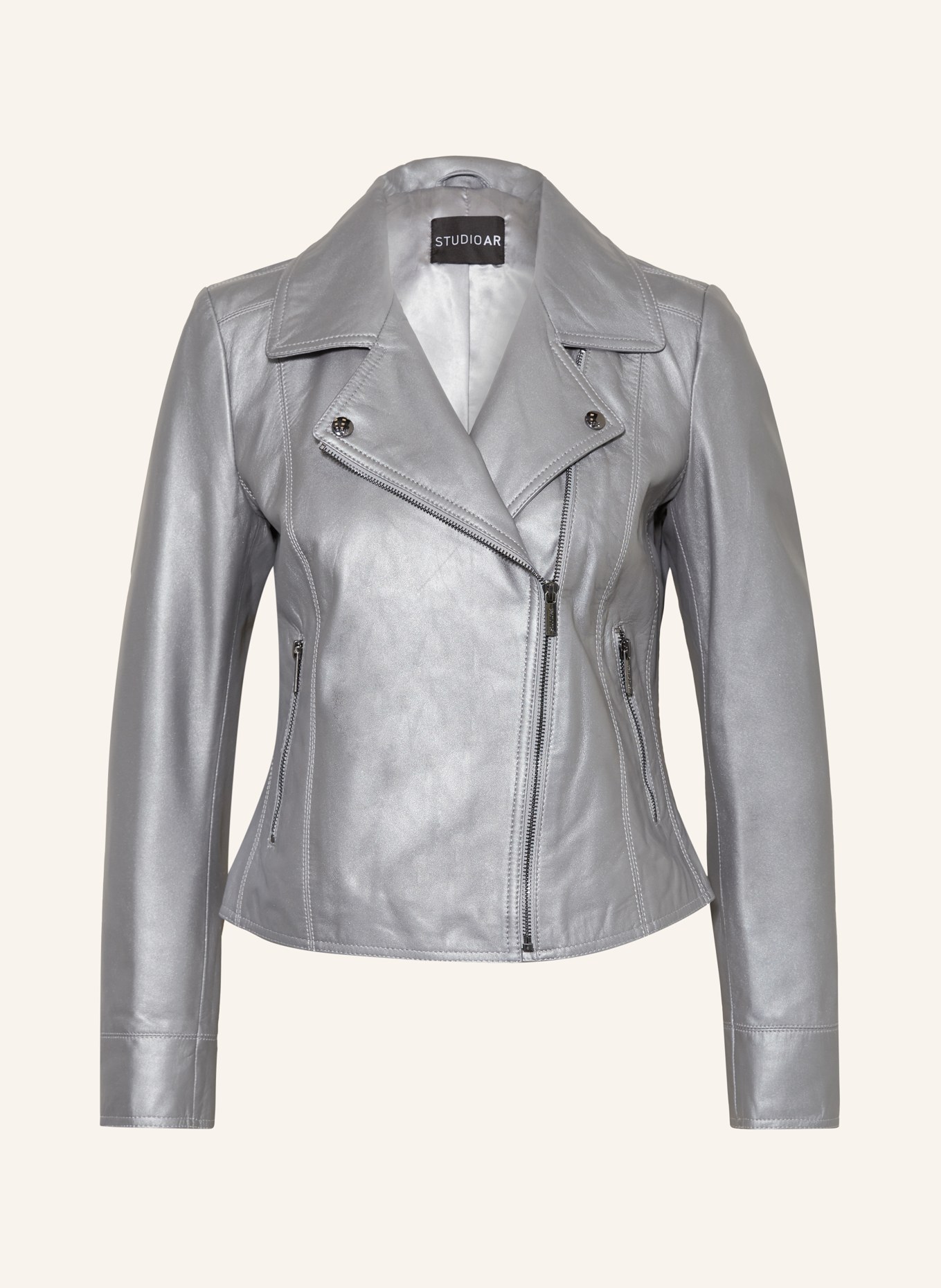 STUDIO AR Leather jacket LOVATO, Color: SILVER (Image 1)