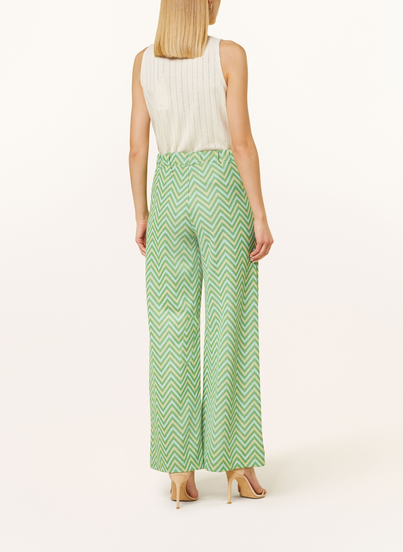 Herrlicher Wide leg trousers NADIA with glitter thread, Color: GREEN/ GOLD/ TURQUOISE (Image 3)