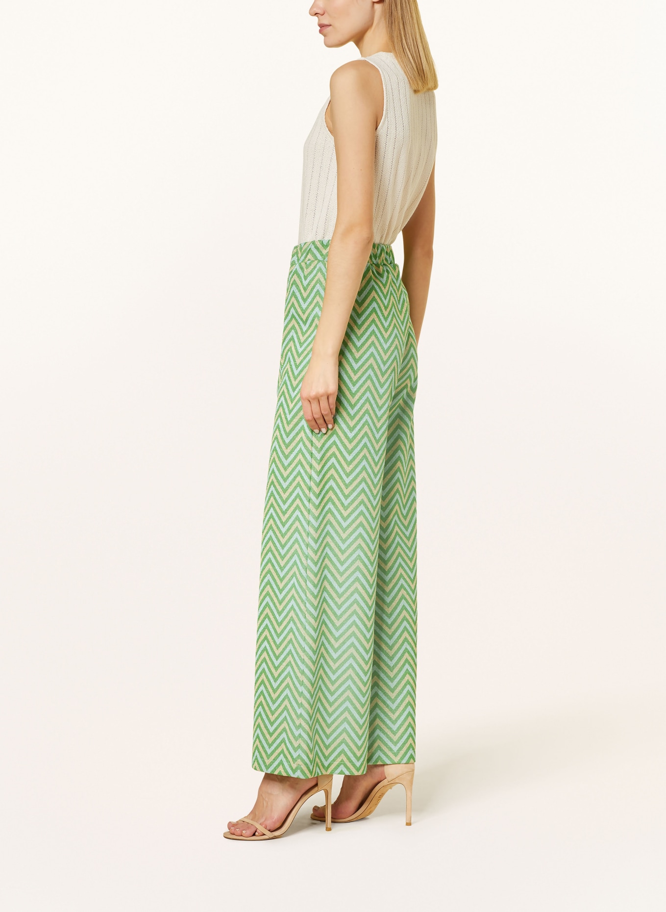 Herrlicher Wide leg trousers NADIA with glitter thread, Color: GREEN/ GOLD/ TURQUOISE (Image 4)