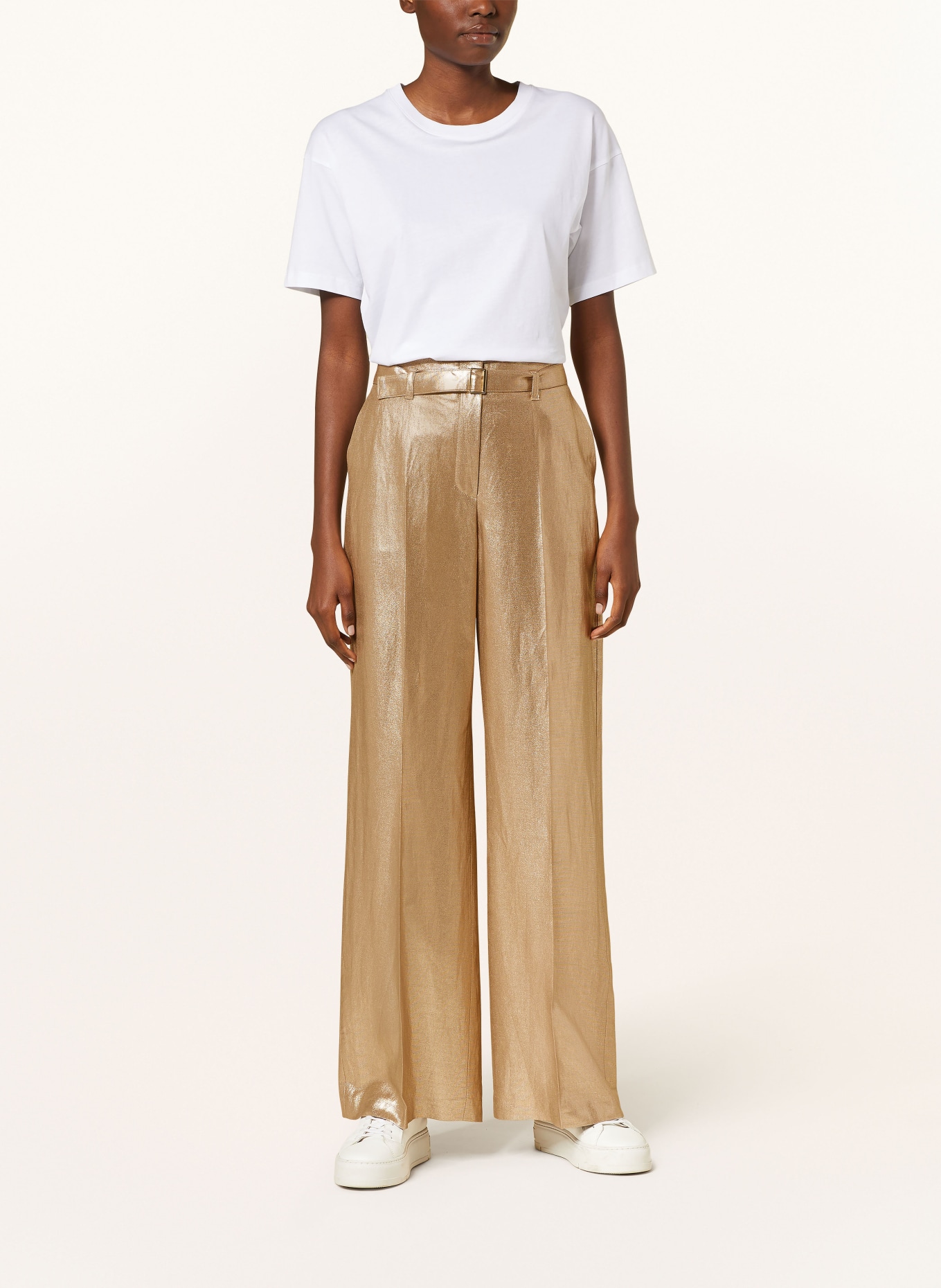 RAFFAELLO ROSSI Wide leg trousers ANAIS with linen, Color: GOLD (Image 2)