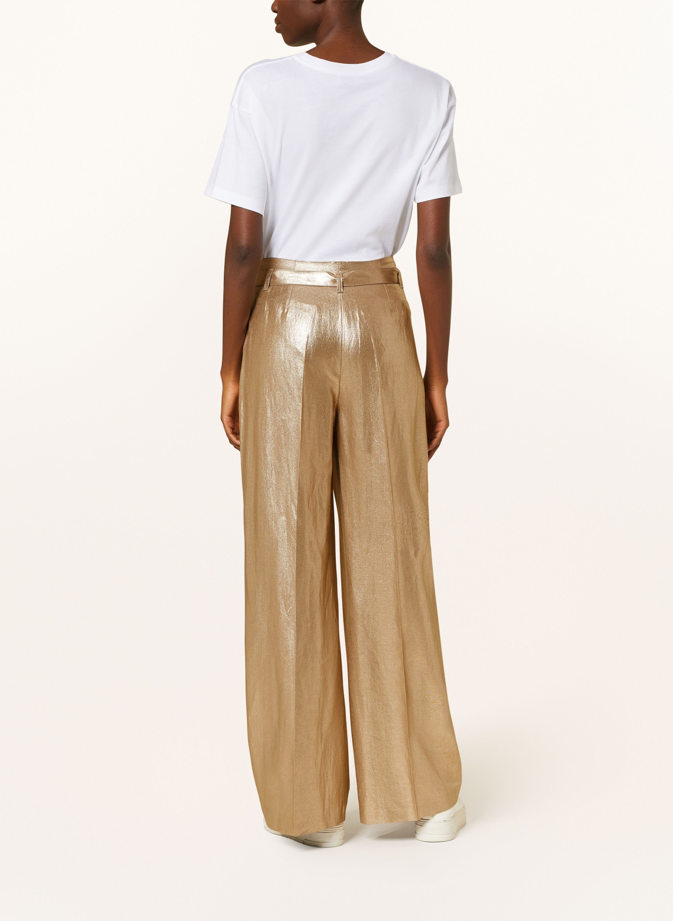 RAFFAELLO ROSSI Wide leg trousers ANAIS with linen, Color: GOLD (Image 3)