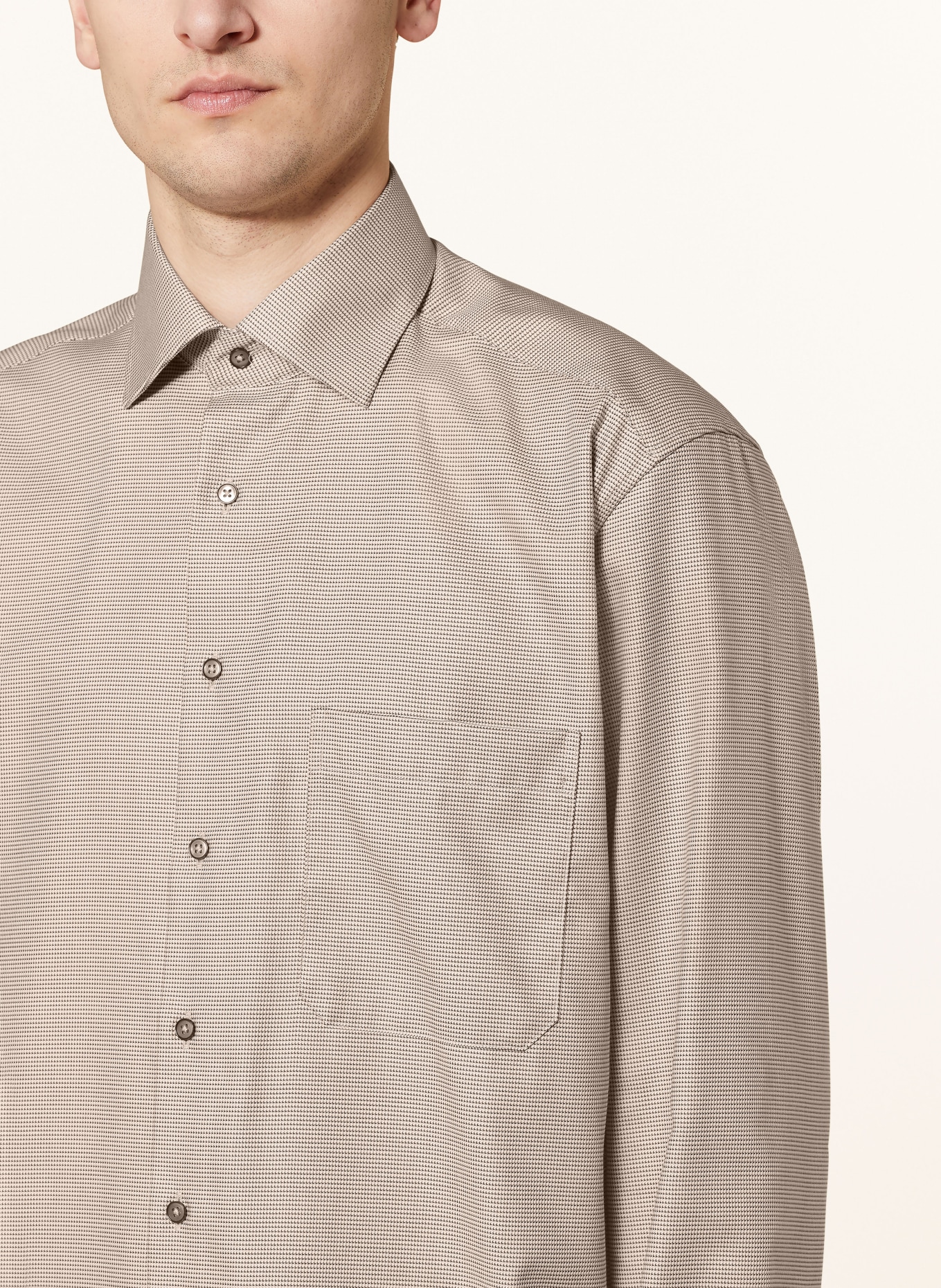 ETERNA Shirt comfort fit, Color: DARK BROWN/ WHITE (Image 4)