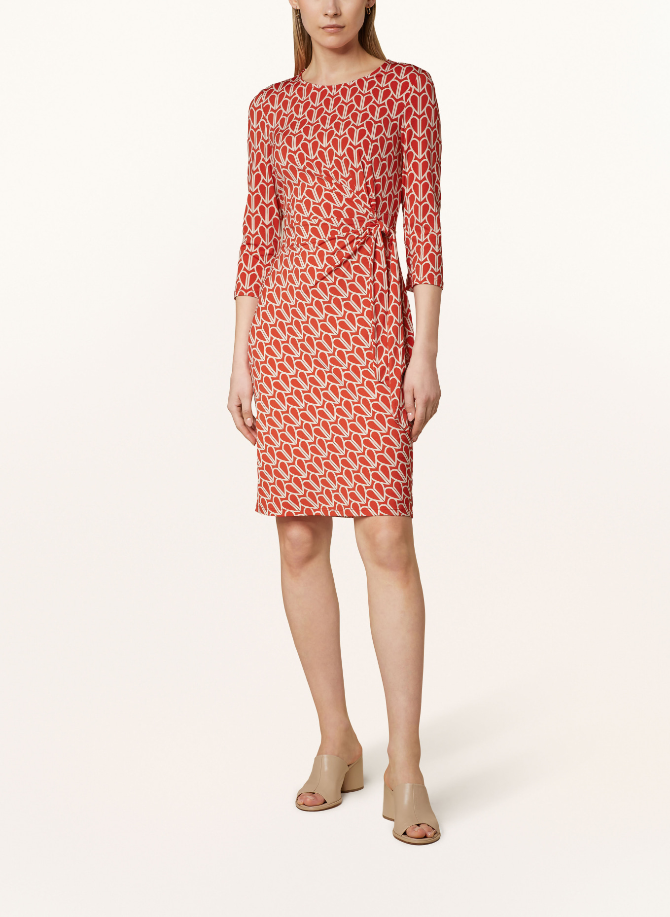 oui Dress with 3/4 sleeves, Color: RED/ NUDE (Image 2)