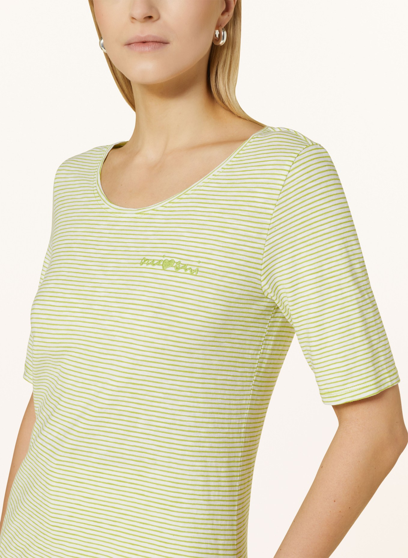 oui T-shirt, Color: WHITE/ LIGHT GREEN (Image 4)