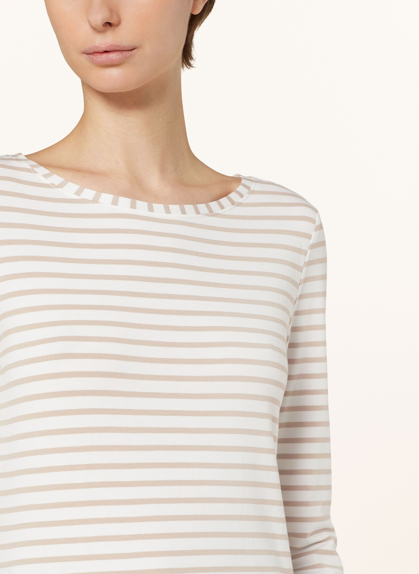 oui Long sleeve shirt, Color: WHITE/ CAMEL (Image 4)