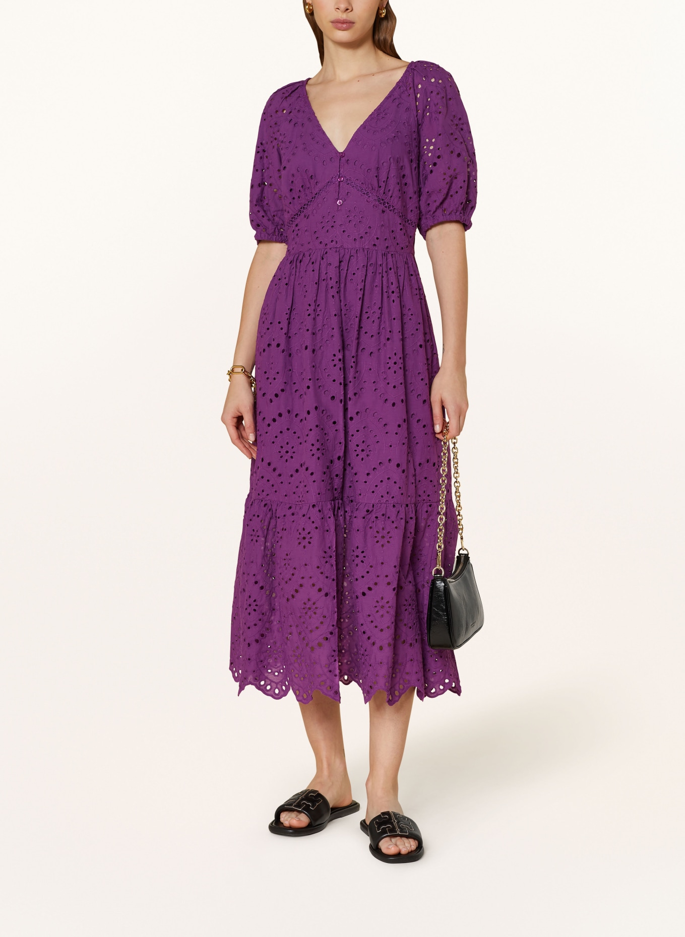 oui Dress made of broderie anglaise, Color: DARK PURPLE (Image 2)