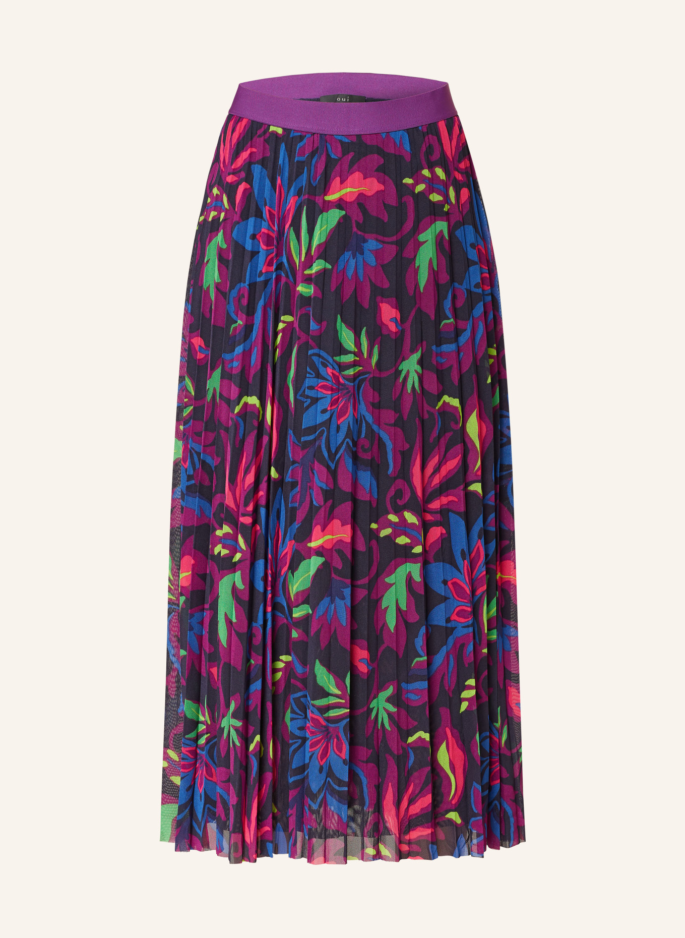 oui Pleated skirt Made of mesh, Color: FUCHSIA/ BLUE/ GREEN (Image 1)