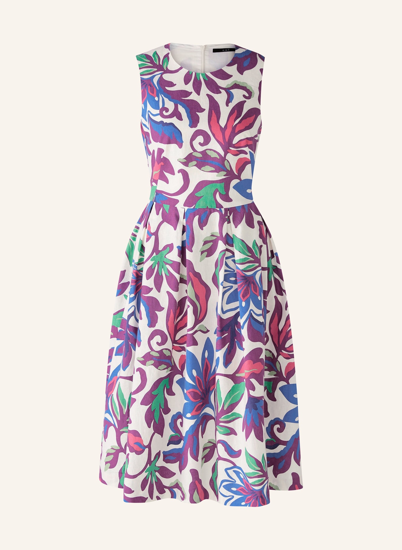 oui Dress with linen, Color: PURPLE/ WHITE/ GREEN (Image 1)
