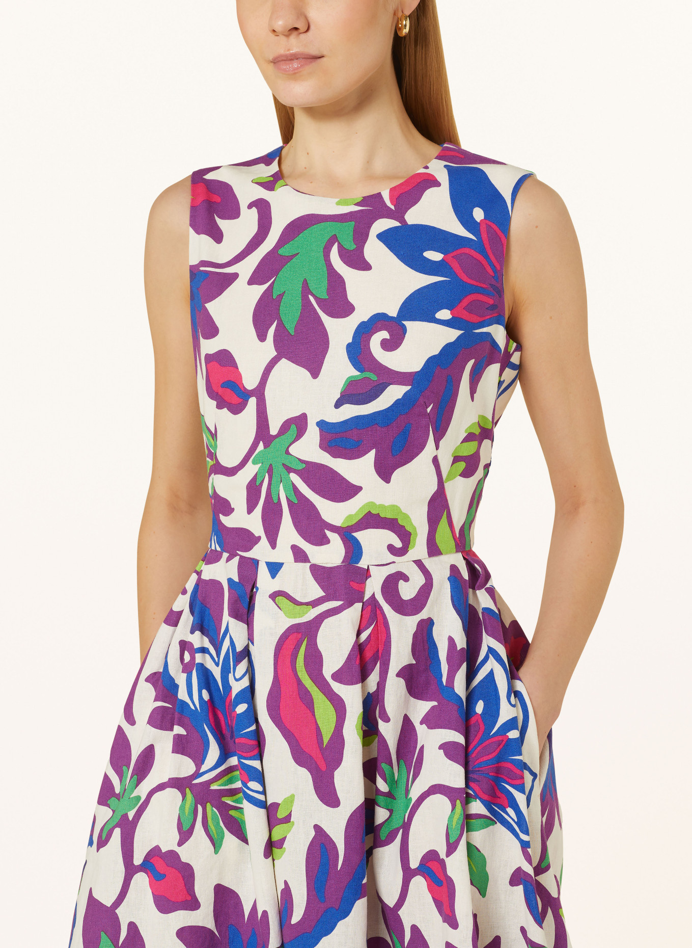 oui Kleid mit Leinen, Farbe: LILA/ WEISS/ GRÜN (Bild 4)