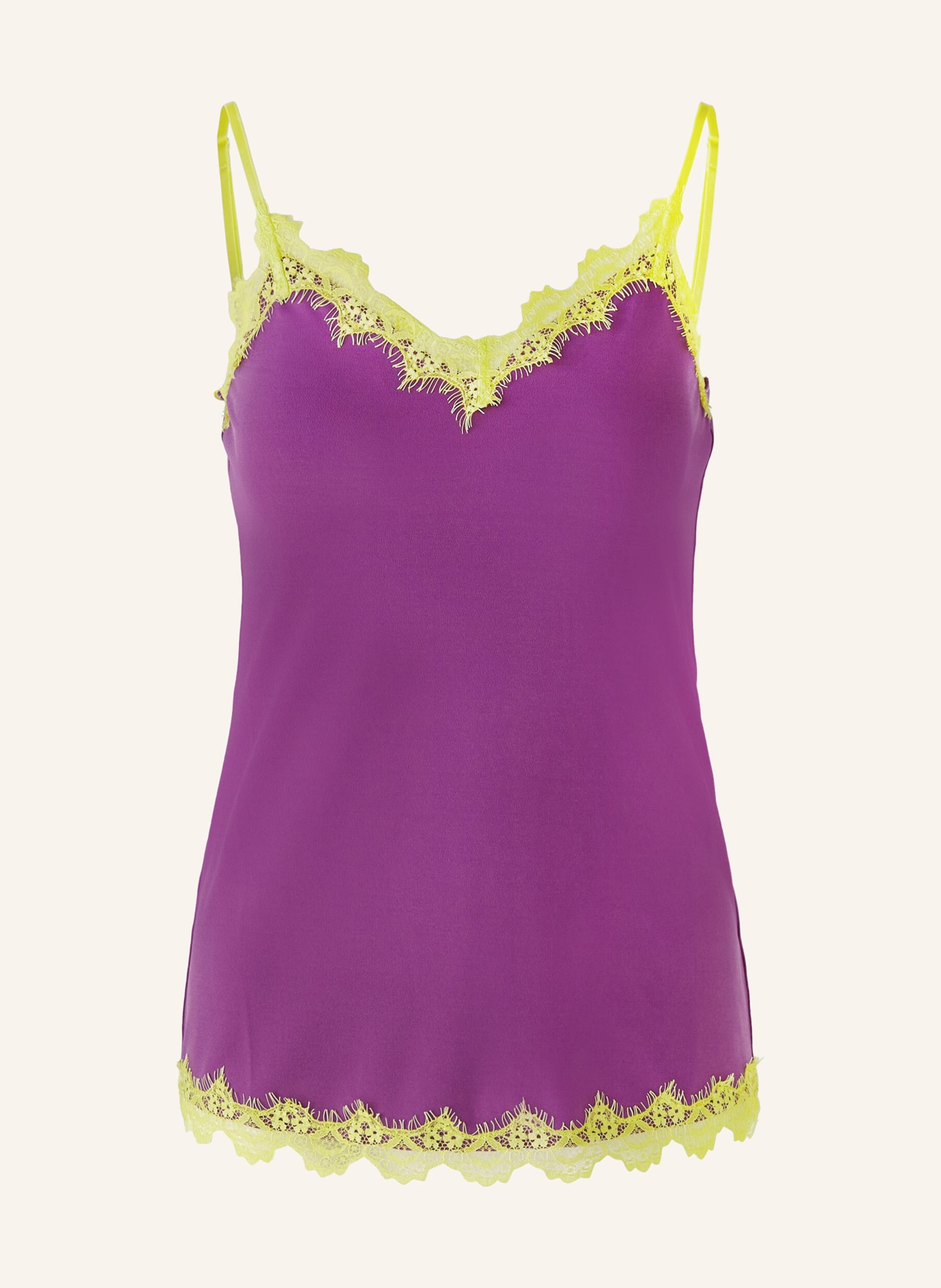 oui Top with lace, Color: PURPLE/ LIGHT GREEN (Image 1)