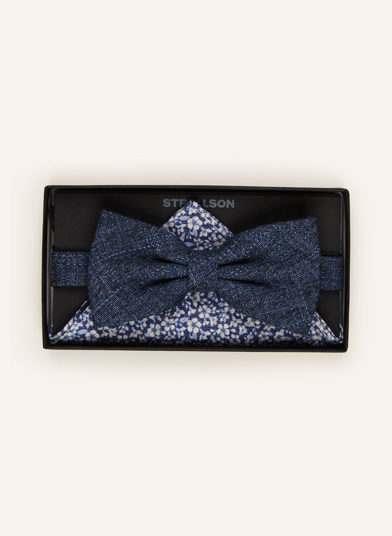 STRELLSON Set: Fliege und Einstecktuch: DUNKELBLAU / CREME