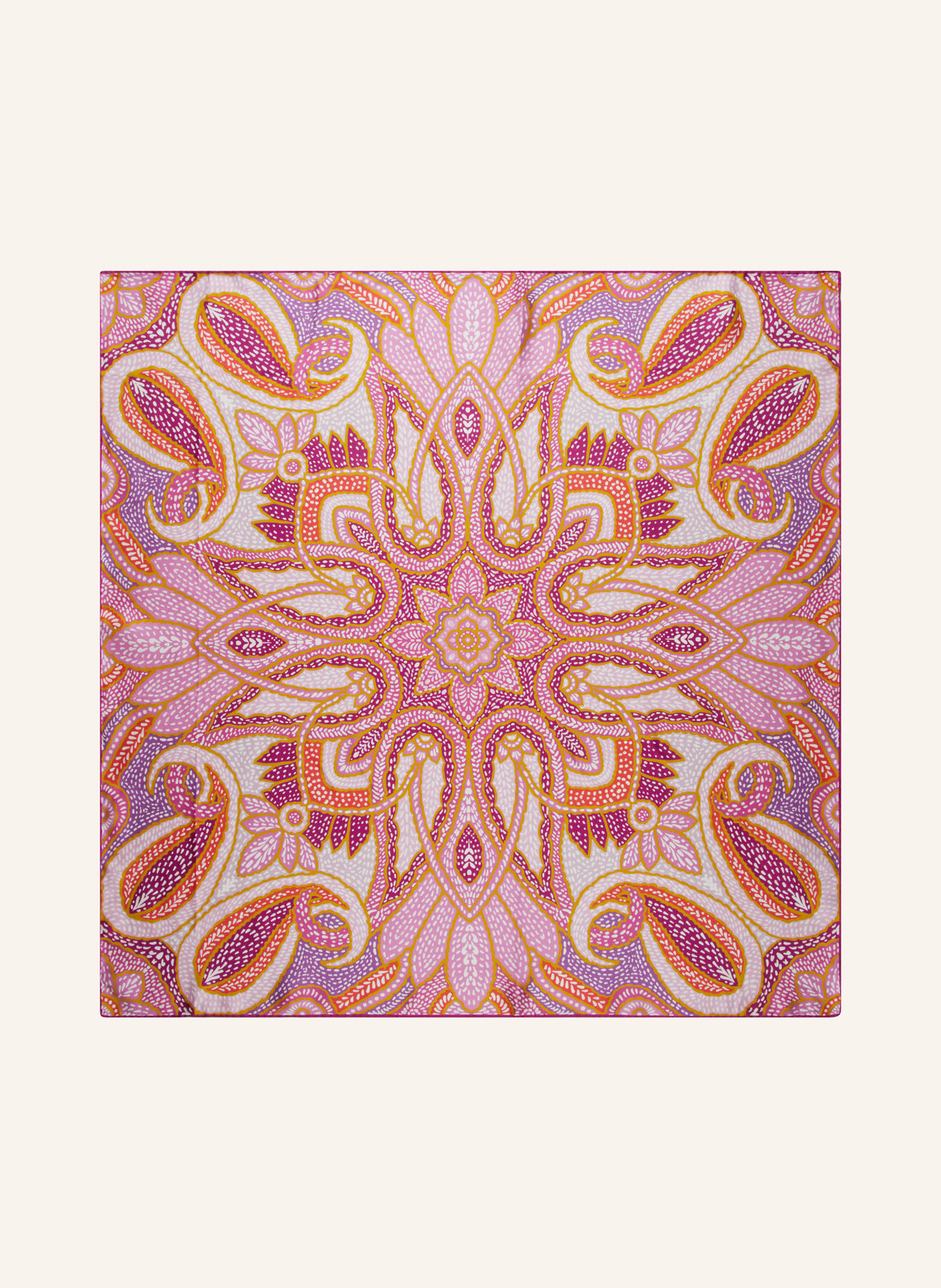 CODELLO Silk scarf, Color: FUCHSIA/ LIGHT PURPLE/ DARK YELLOW (Image 2)