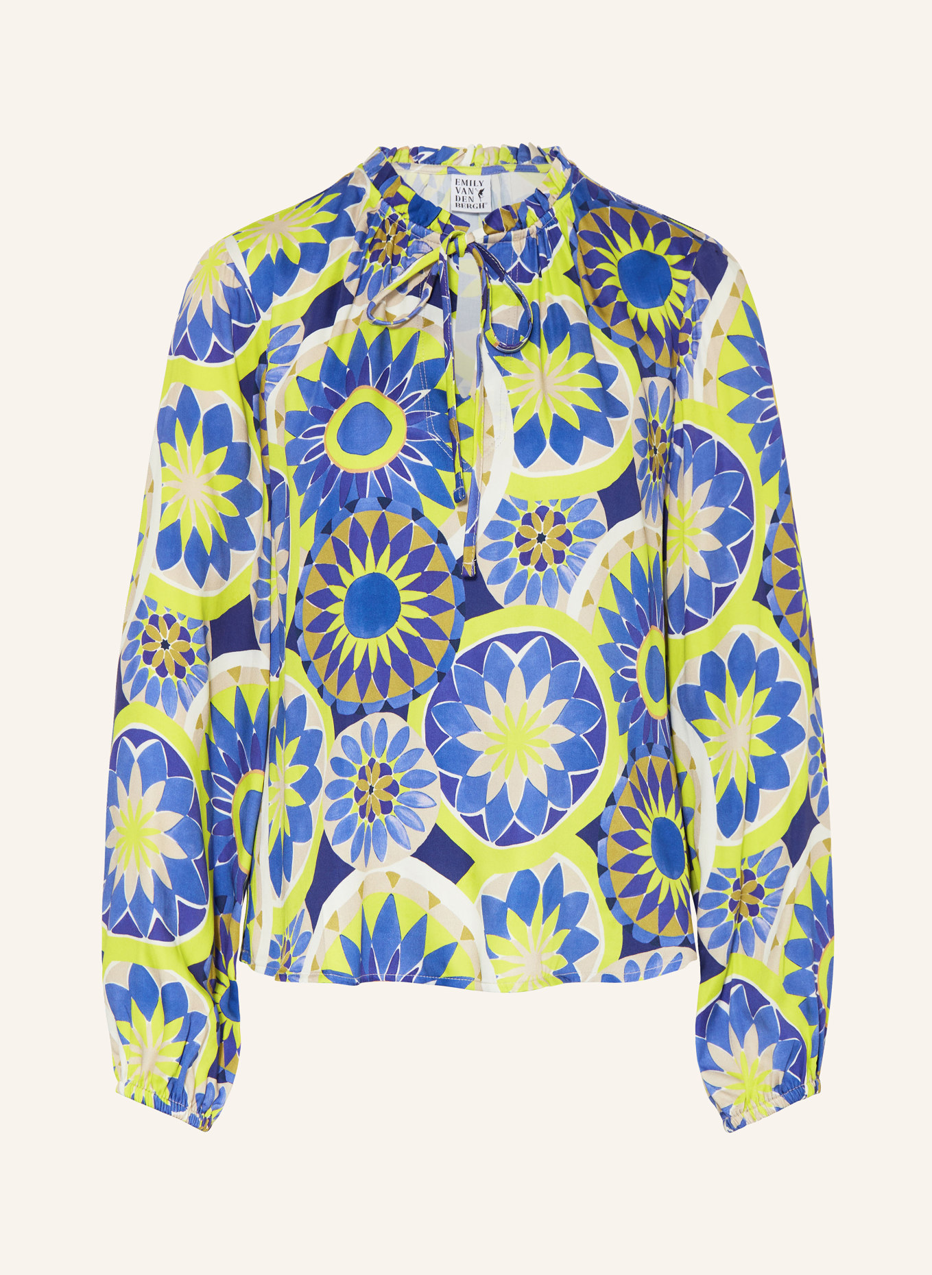 Emily VAN DEN BERGH Shirt blouse, Color: BLUE/ NEON GREEN/ LIGHT BROWN (Image 1)