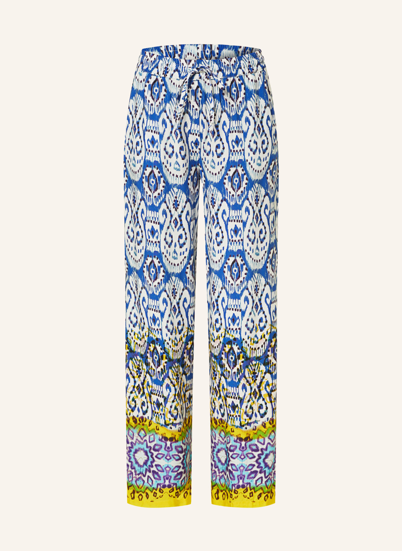 Emily VAN DEN BERGH Pants in jogger style, Color: BLUE/ WHITE/ YELLOW (Image 1)