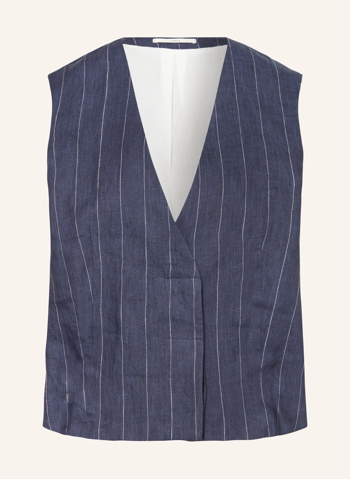 LANIUS Linen vest, Color: DARK BLUE/ WHITE (Image 1)