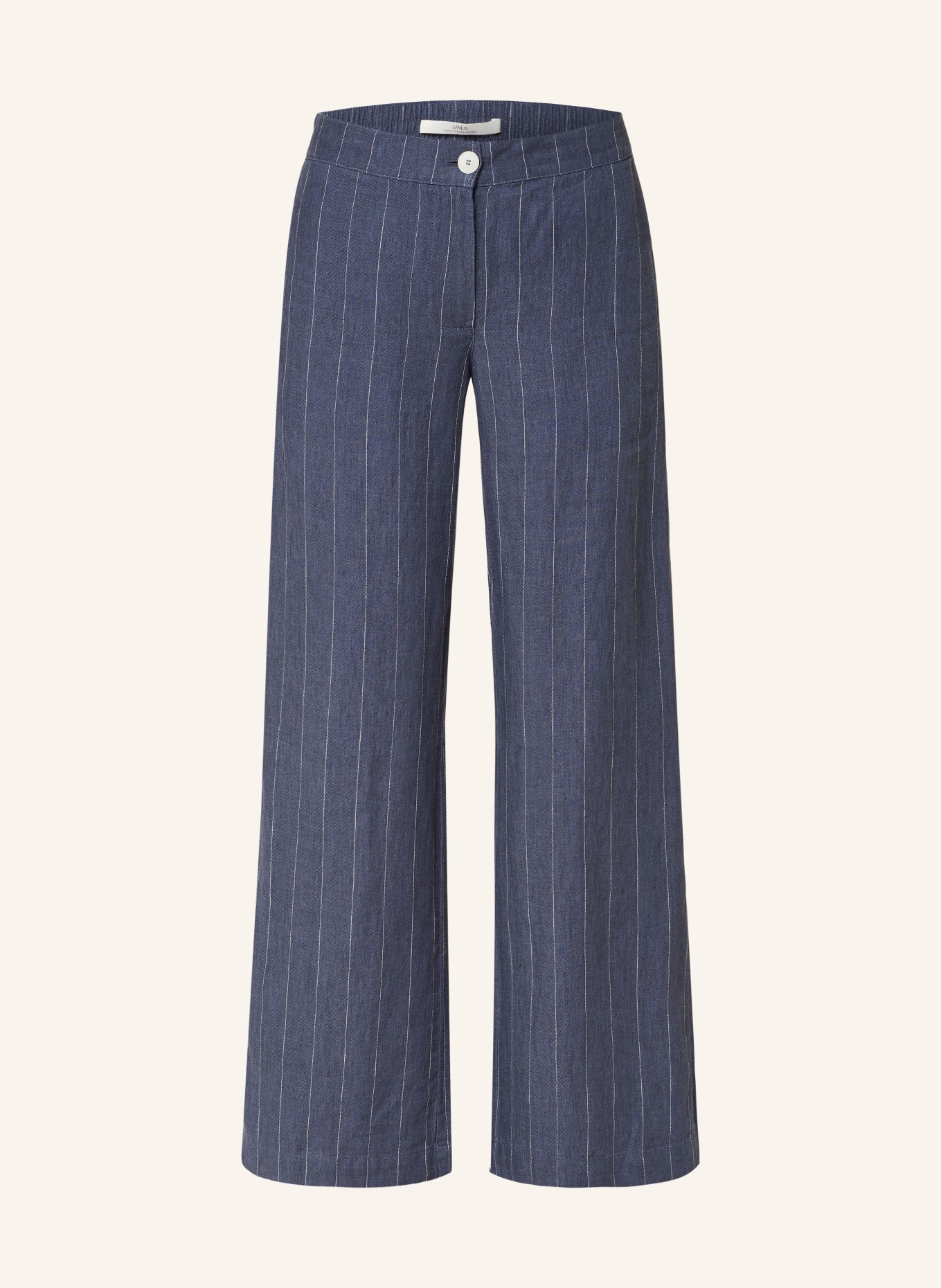 LANIUS Wide leg trousers made of linen, Color: DARK BLUE/ WHITE (Image 1)