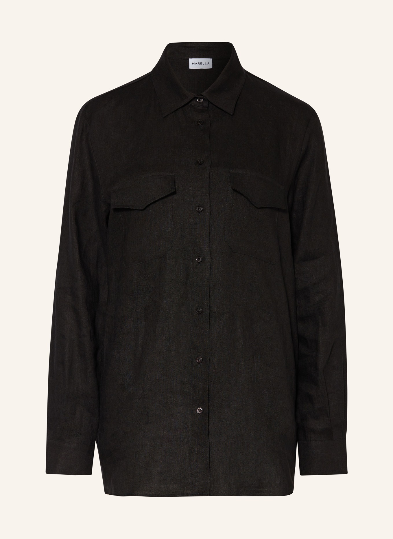 MARELLA Shirt blouse ALCIDE in linen, Color: BLACK (Image 1)