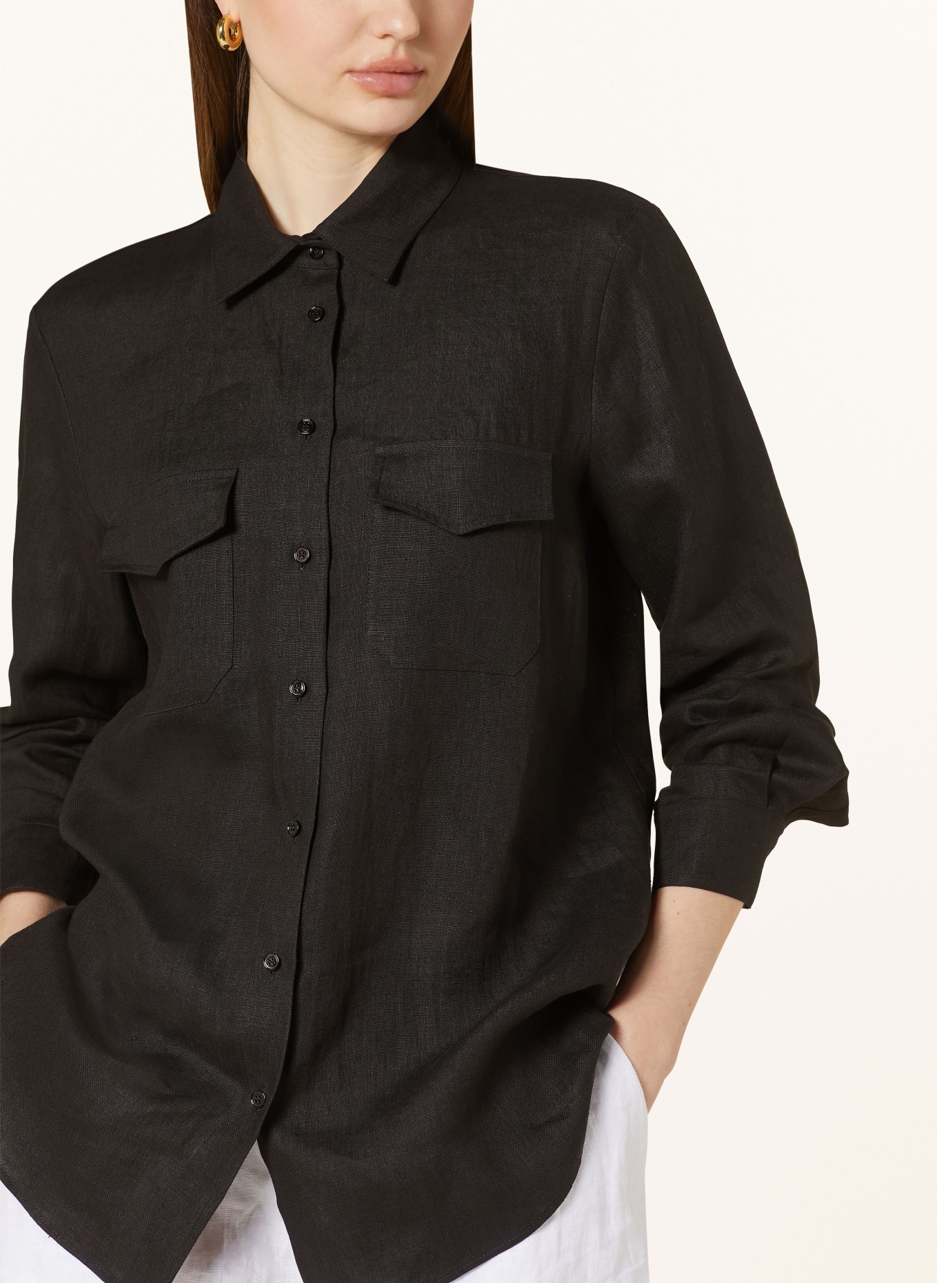MARELLA Shirt blouse ALCIDE in linen, Color: BLACK (Image 4)