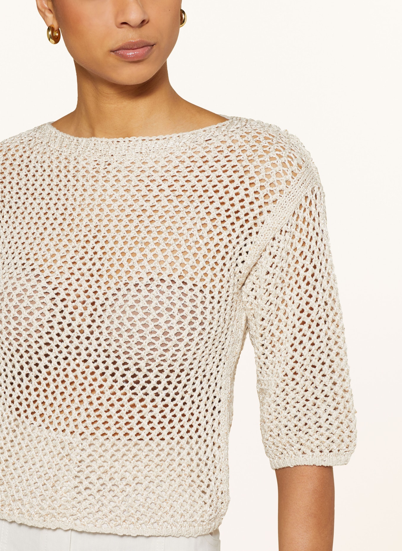 MARELLA Sweater ALARE with 3/4 sleeves and sequins, Color: BEIGE/ GOLD (Image 4)