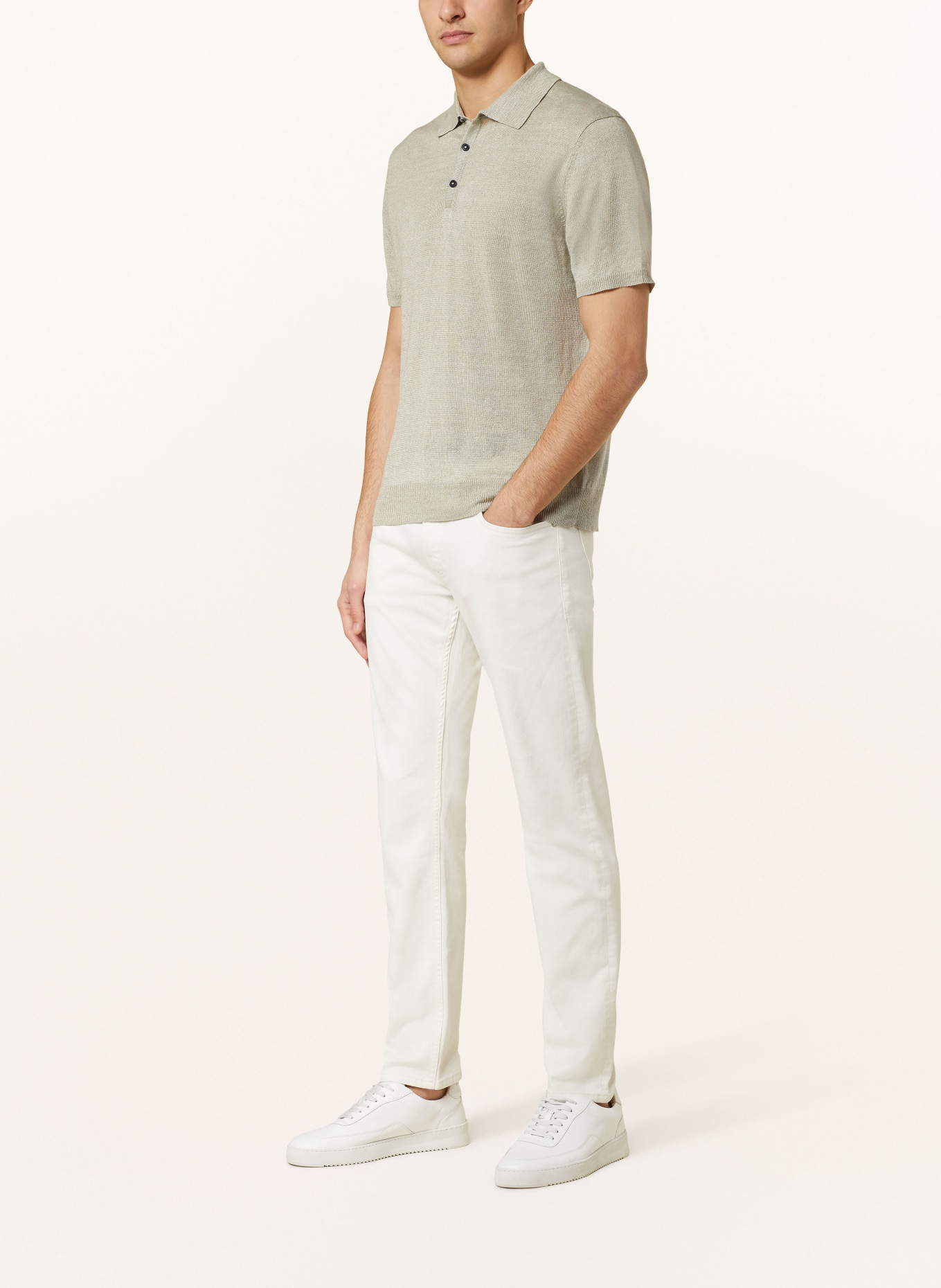 van Laack Knitted polo shirt SIMO in linen, Color: LIGHT GREEN (Image 2)