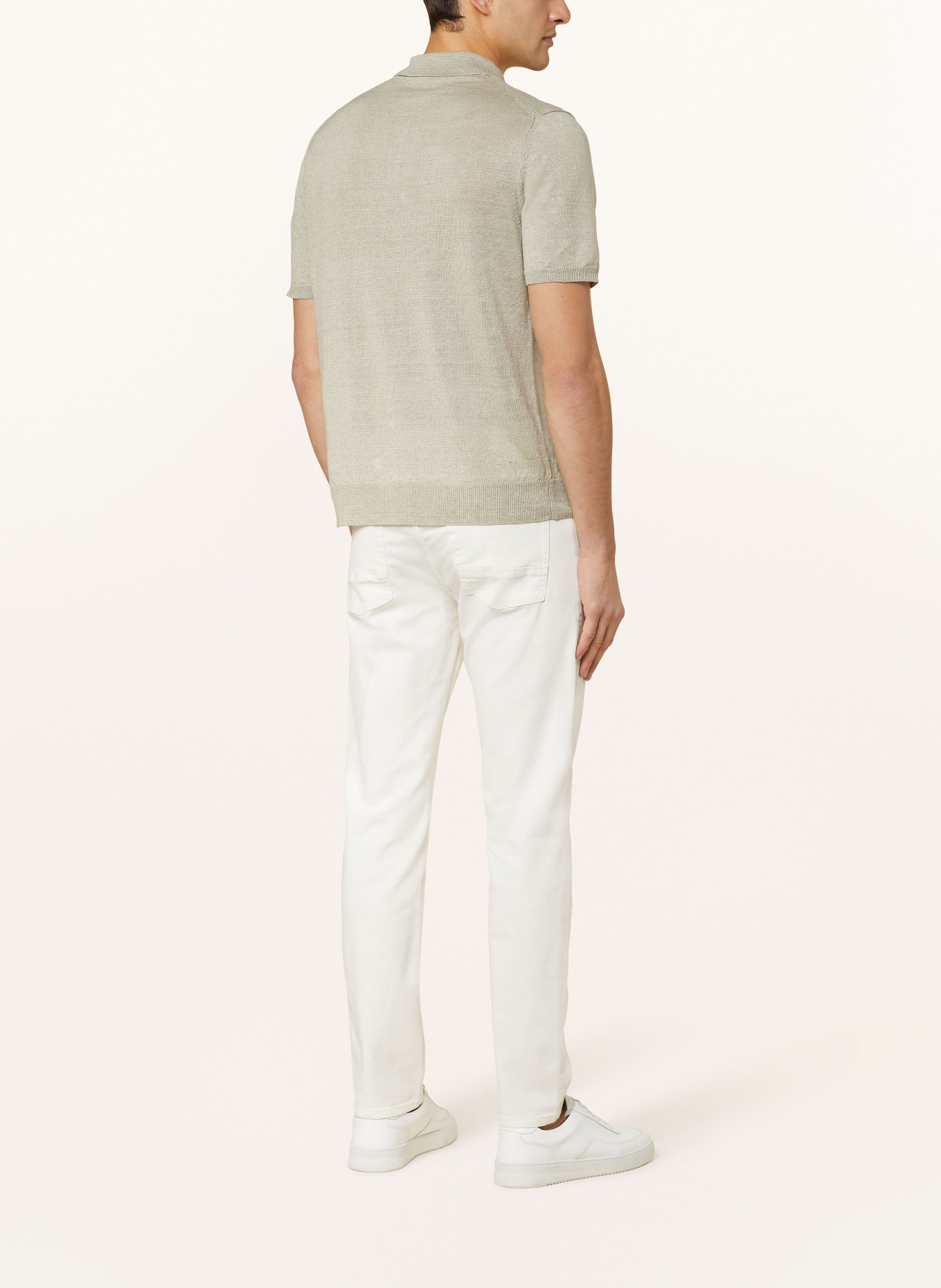 van Laack Knitted polo shirt SIMO in linen, Color: LIGHT GREEN (Image 3)