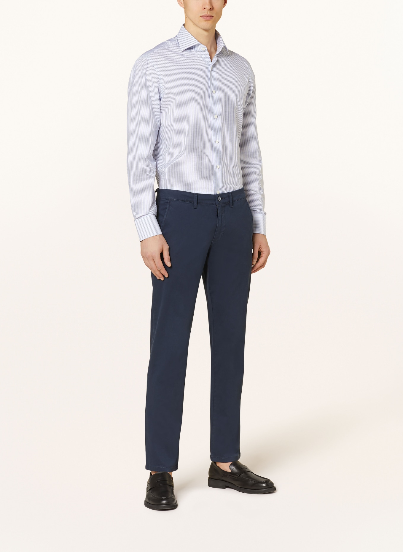 van Laack Shirt regular fit with linen, Color: WHITE/ BLUE (Image 2)
