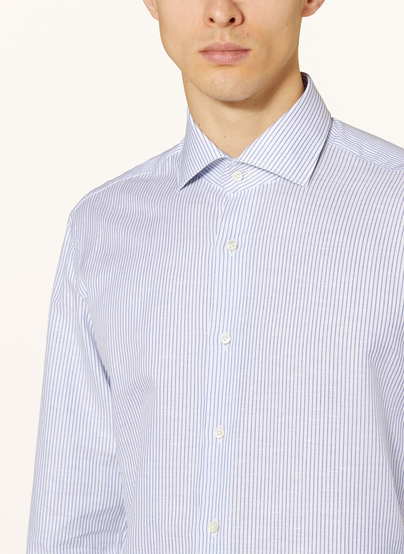 van Laack Shirt regular fit with linen, Color: WHITE/ BLUE (Image 4)