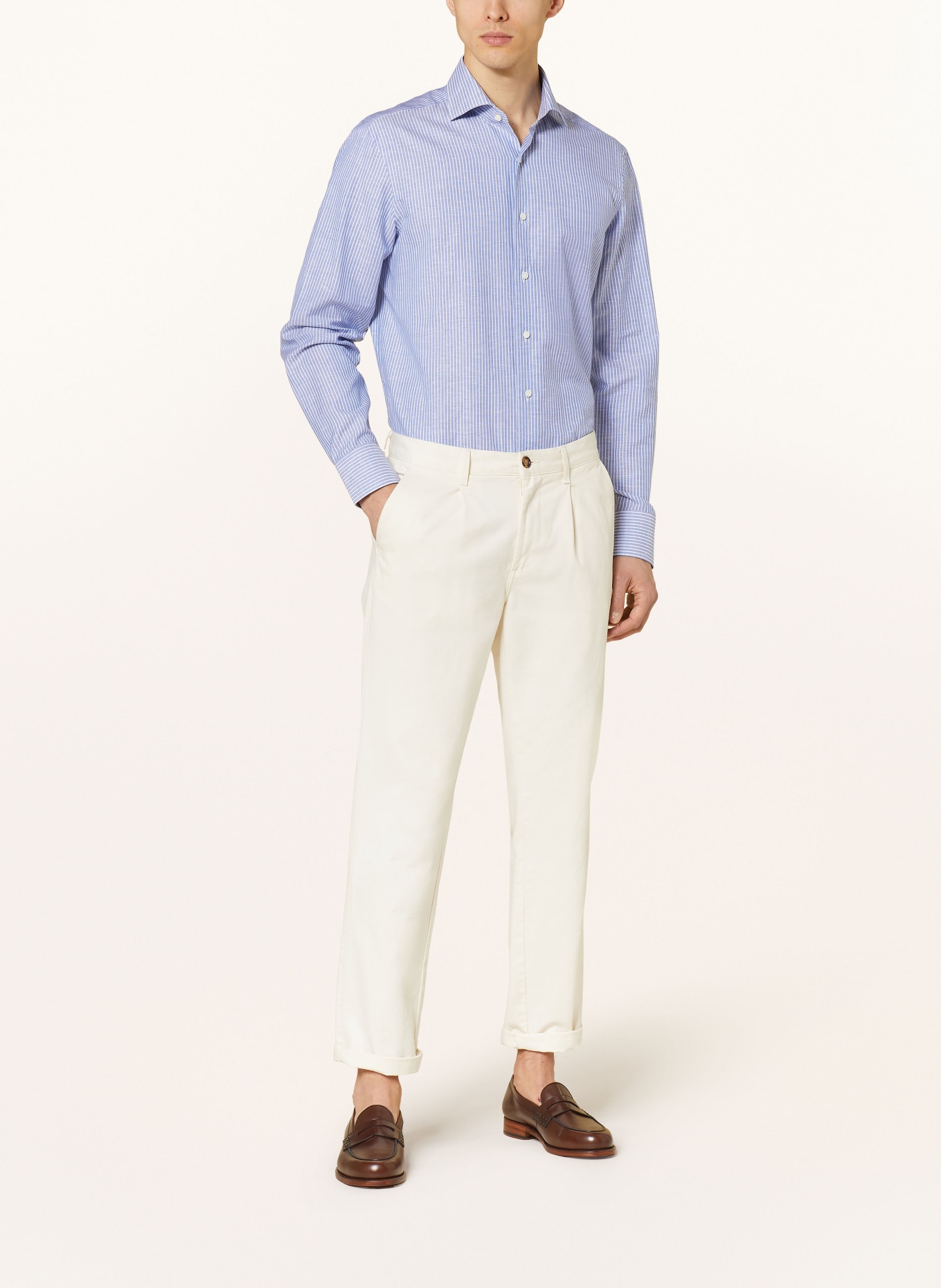 van Laack Shirt regular fit with linen, Color: BLUE/ WHITE (Image 2)