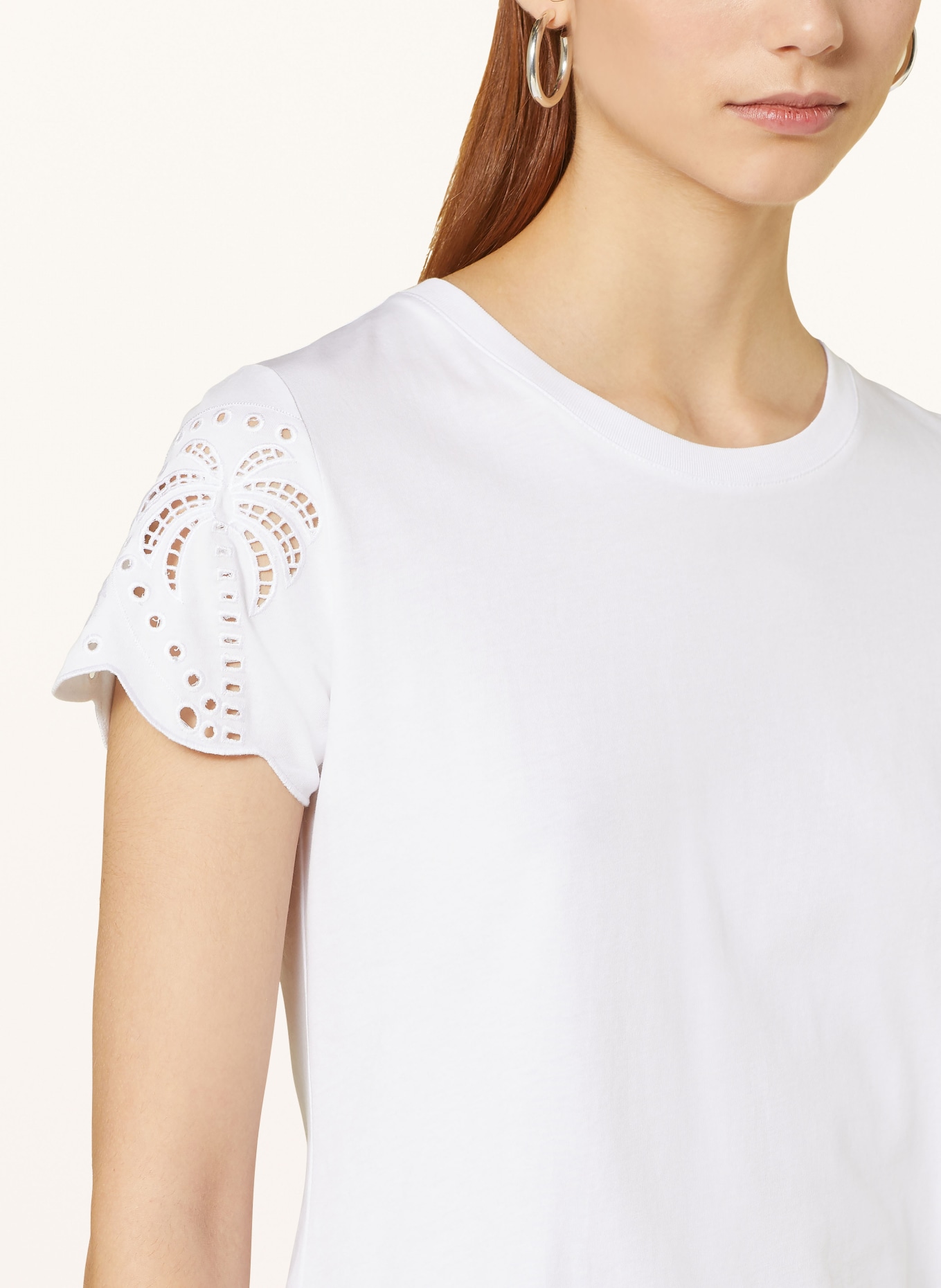 darling harbour T-shirt with broderie anglaise, Color: WEISS (Image 4)