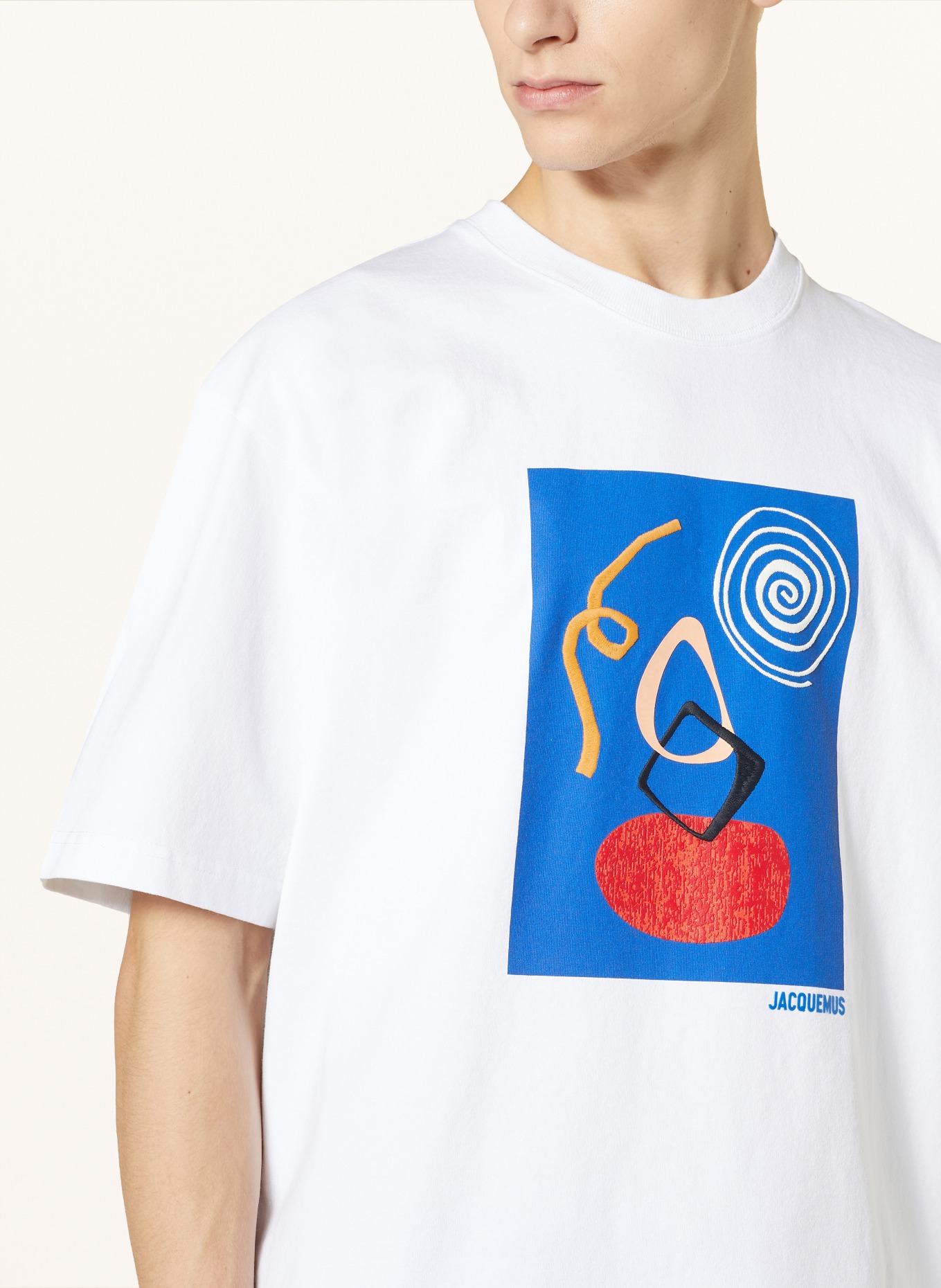 JACQUEMUS T-shirt LE TSHIRT CUADRO, Color: WHITE/ BLUE/ RED (Image 4)