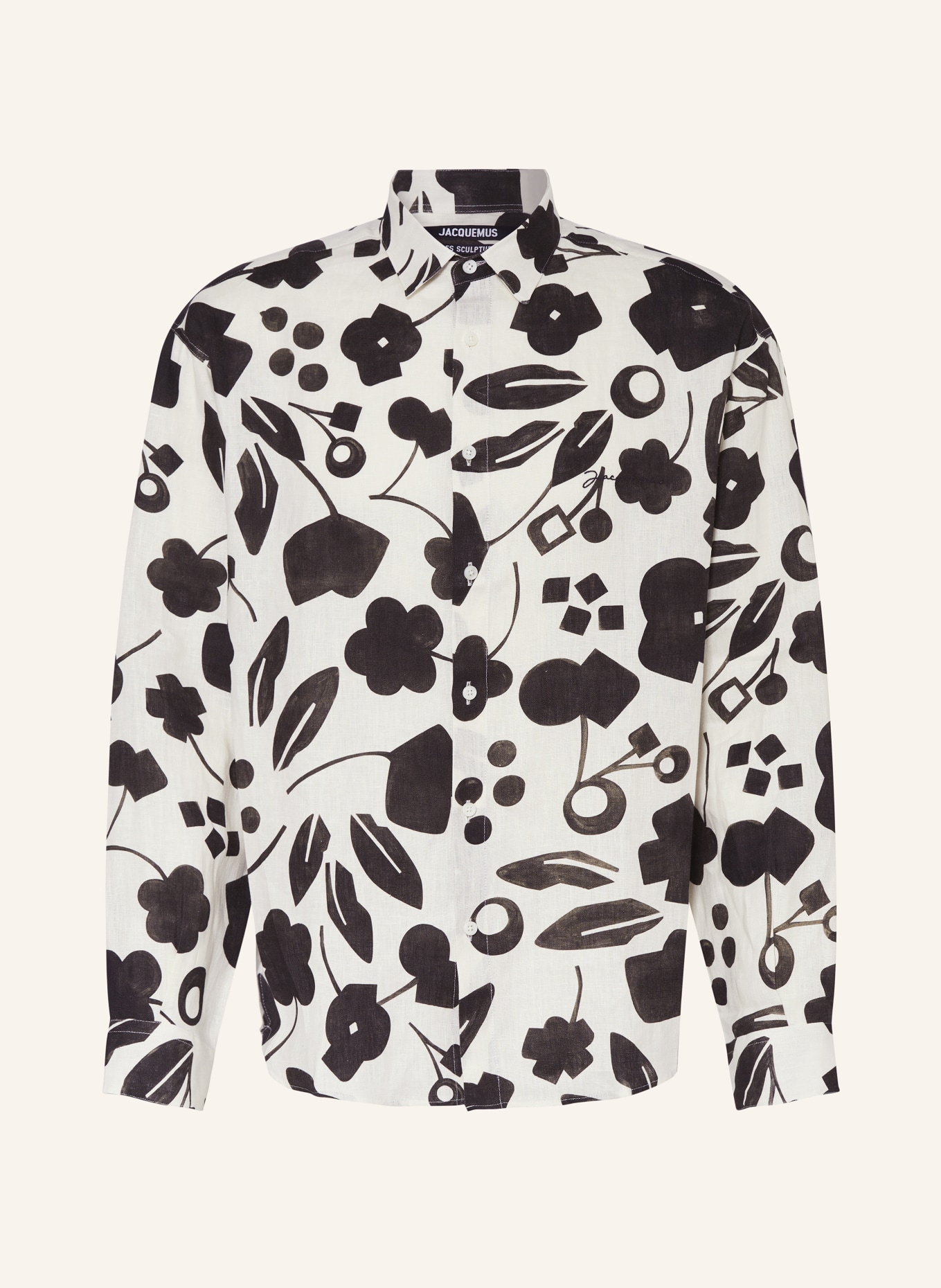 JACQUEMUS Linen shirt LA CHEMISE SIMON straight fit, Color: WHITE/ BLACK (Image 1)