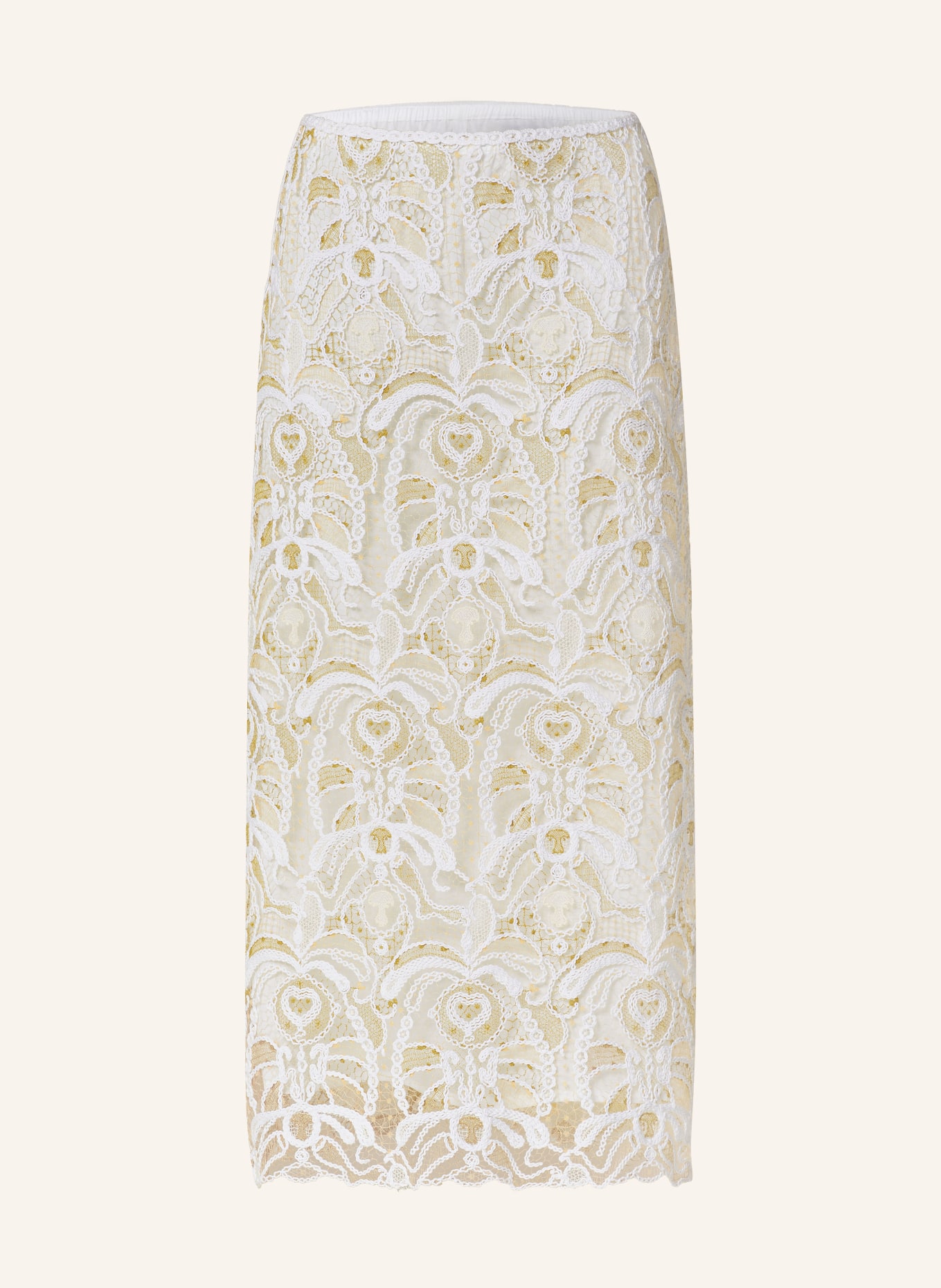 FABIANA FILIPPI Lace skirt, Color: WHITE/ OLIVE/ LIGHT YELLOW (Image 1)