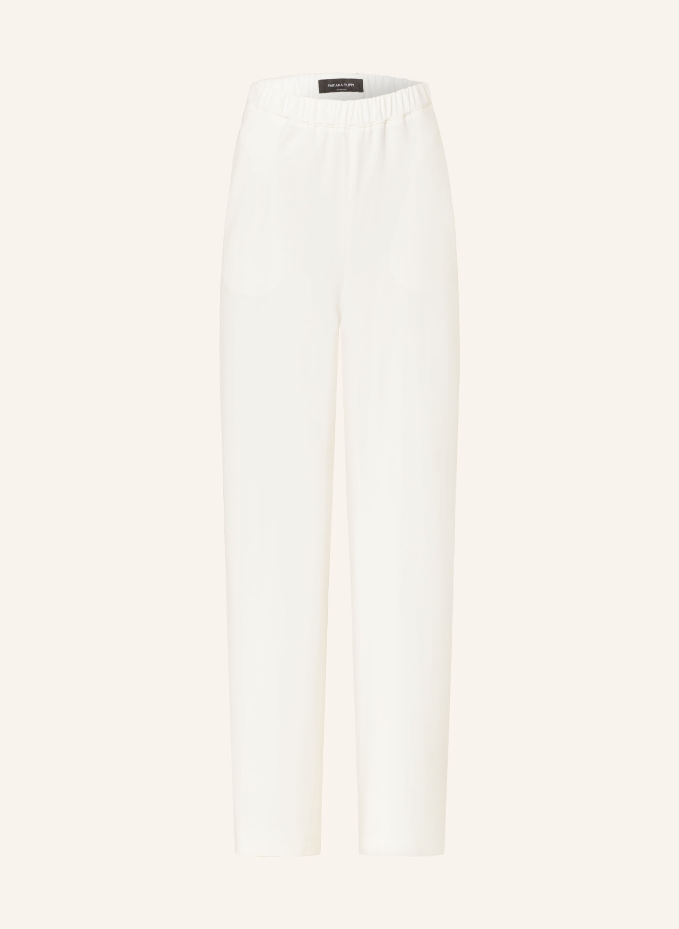 FABIANA FILIPPI Wide leg trousers with tuxedo stripes and decorative gems, Color: WHITE (Image 1)