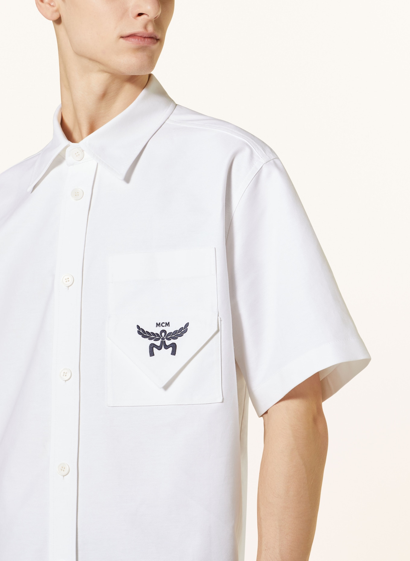 MCM Short sleeve shirt comfort fit, Color: WHITE (Image 4)