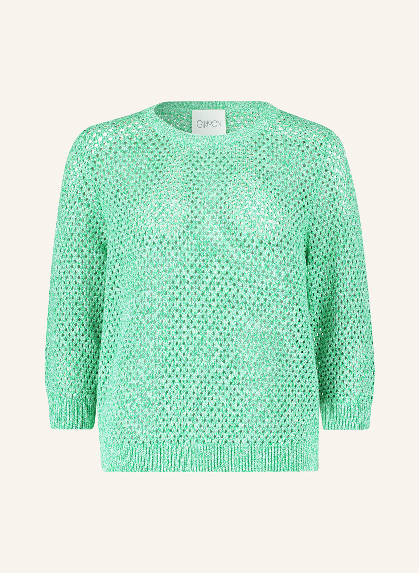 CARTOON Sweater with 3/4 sleeves, Color: GREEN/ WHITE (Image 1)
