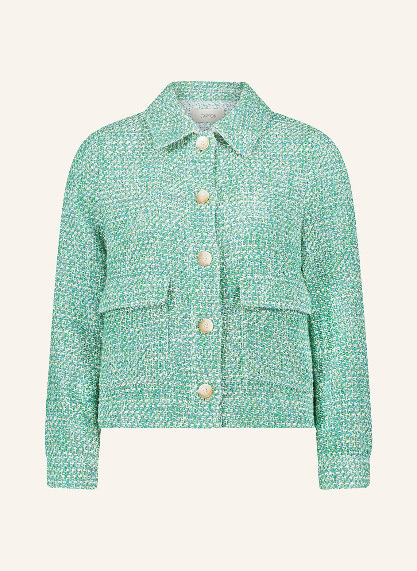 CARTOON Tweed jacket, Color: GREEN/ WHITE (Image 1)