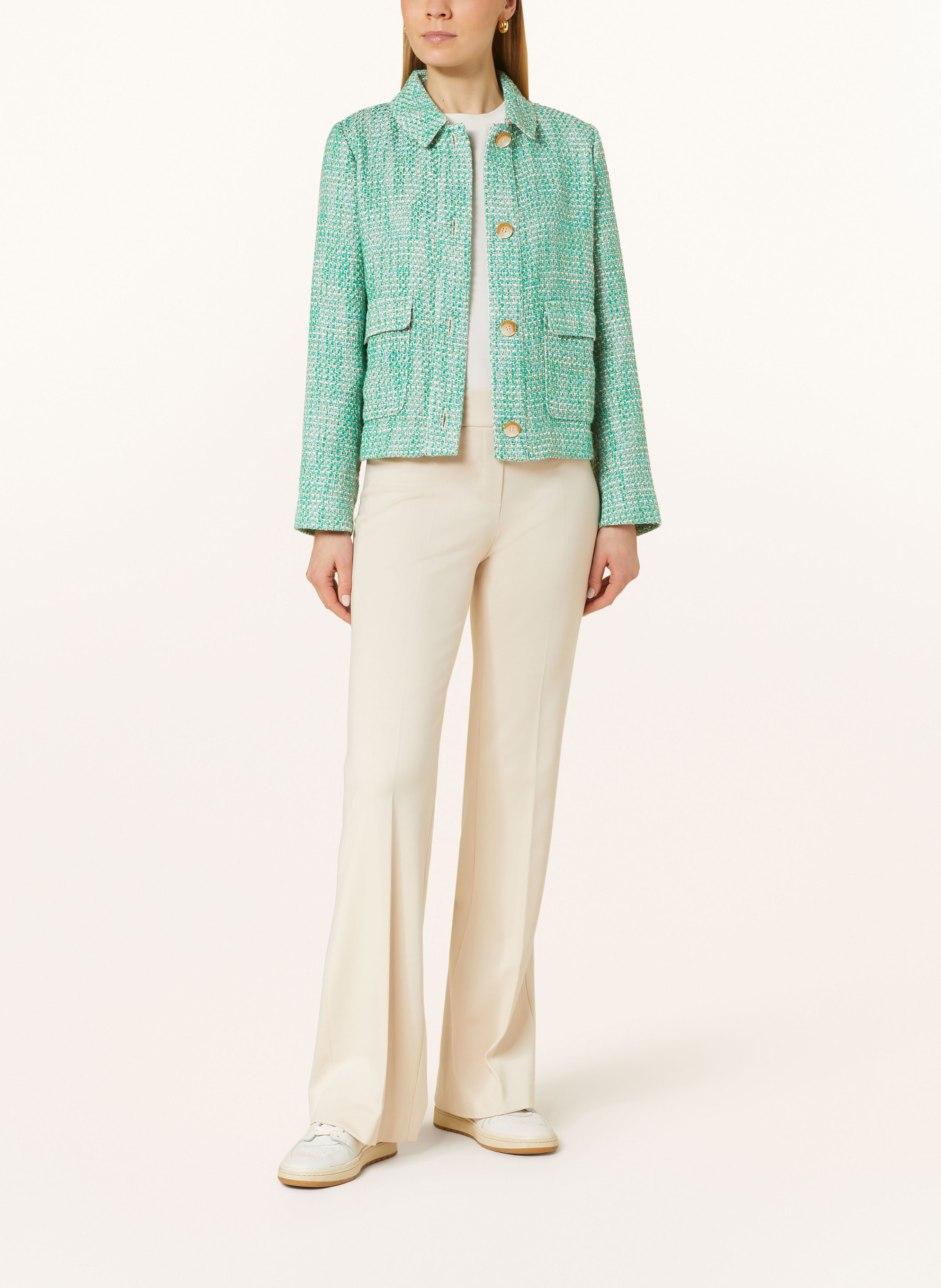 CARTOON Tweed jacket, Color: GREEN/ WHITE (Image 2)