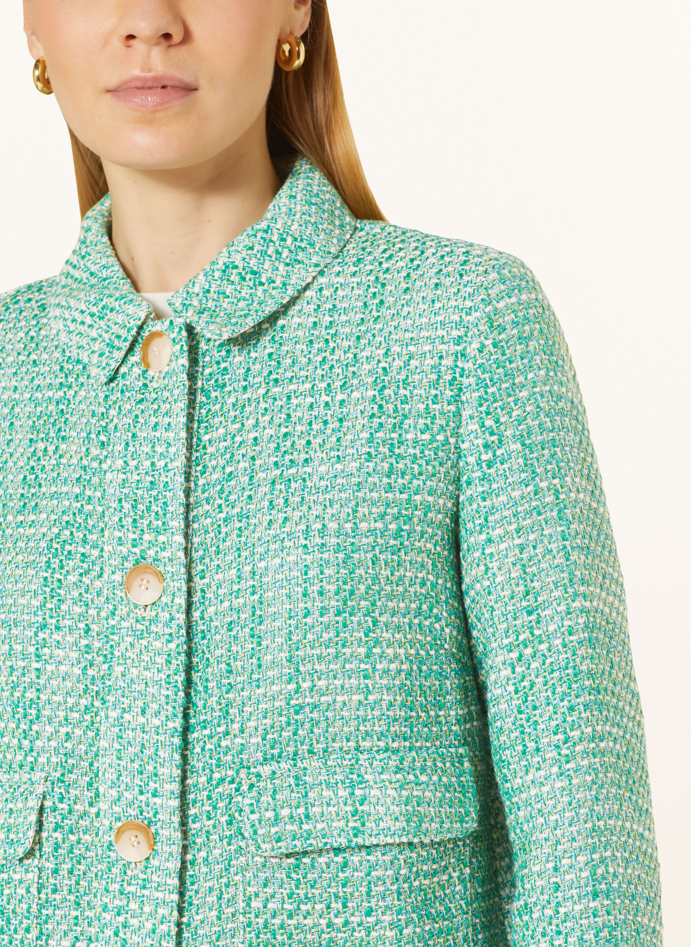 CARTOON Tweed jacket, Color: GREEN/ WHITE (Image 4)