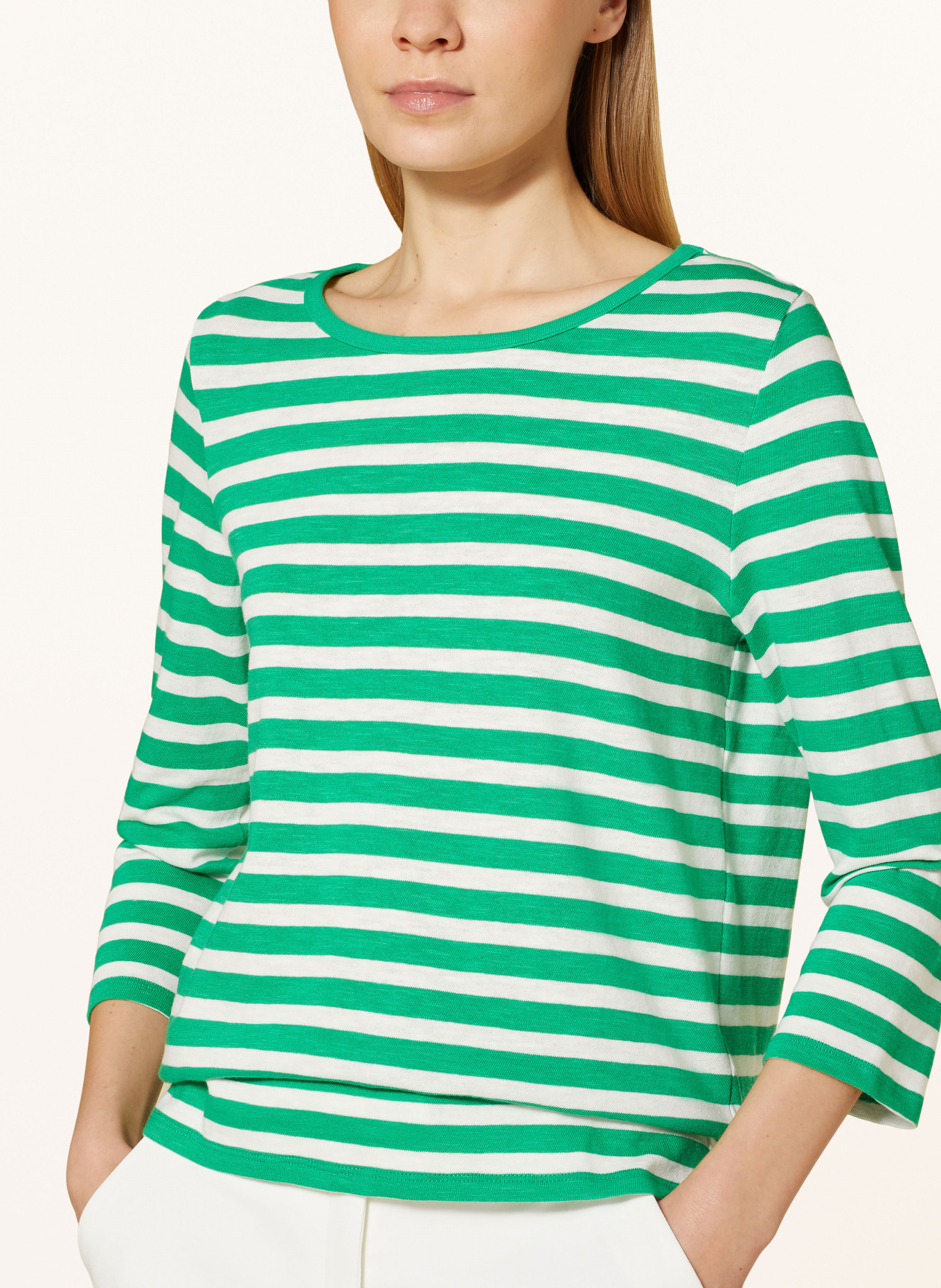 CARTOON Shirt with 3/4 sleeves, Color: WHITE/ GREEN (Image 4)