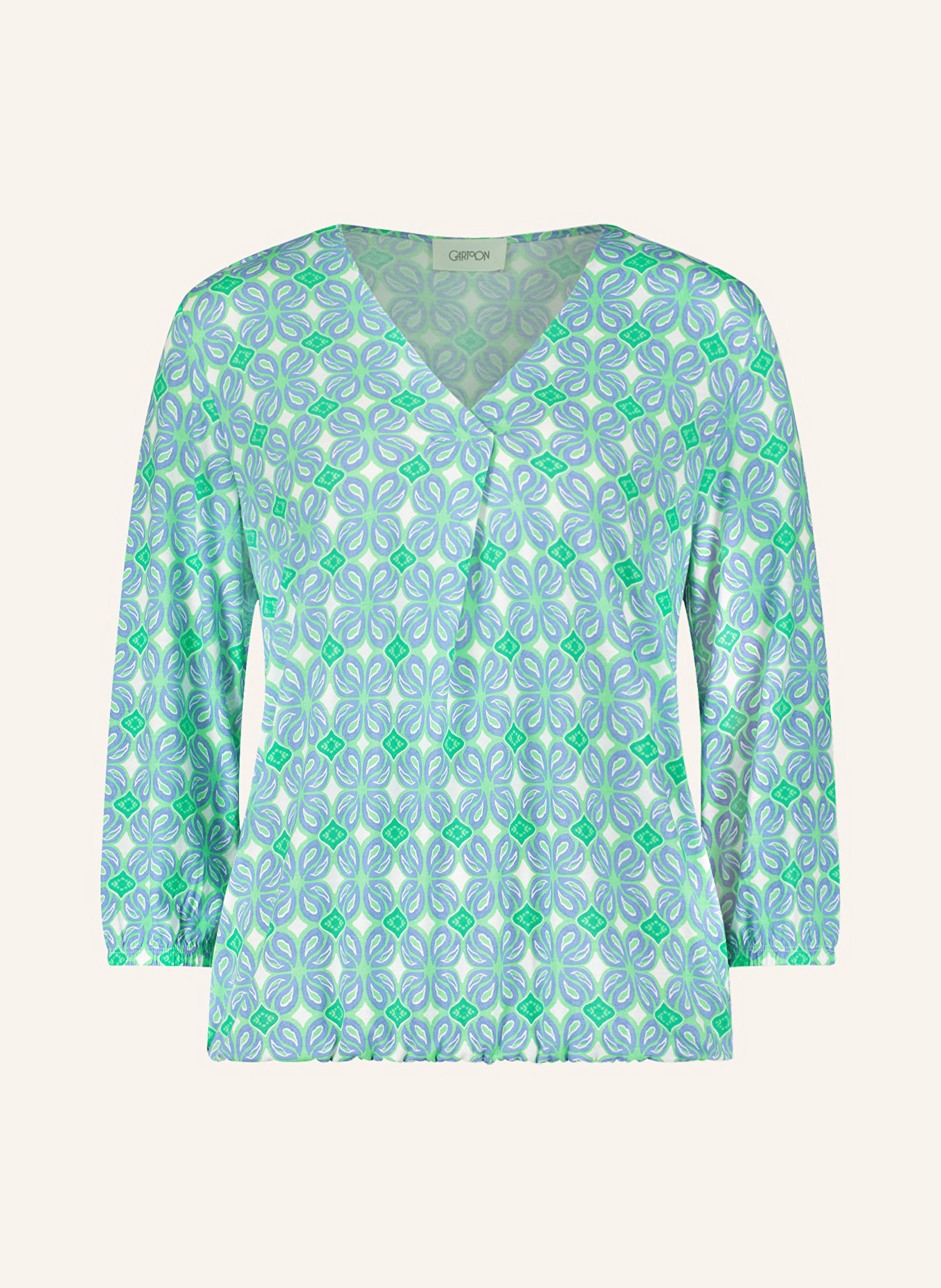 CARTOON Shirt with 3/4 sleeves, Color: GREEN/ BLUE/ WHITE (Image 1)