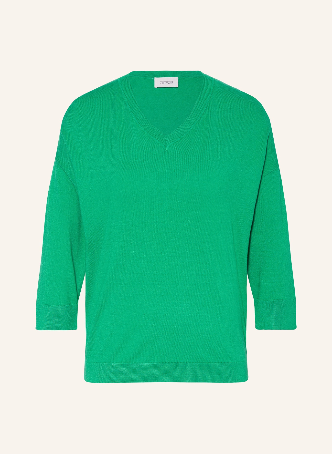 CARTOON Knit shirt with 3/4 sleeves, Color: GREEN (Image 1)