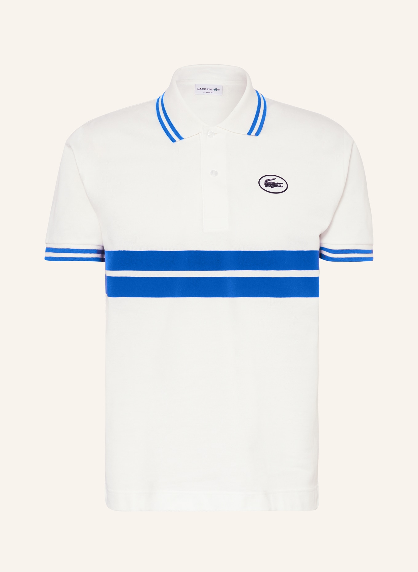 LACOSTE Piqué-Poloshirt Classic Fit, Farbe: WEISS/ BLAU (Bild 1)